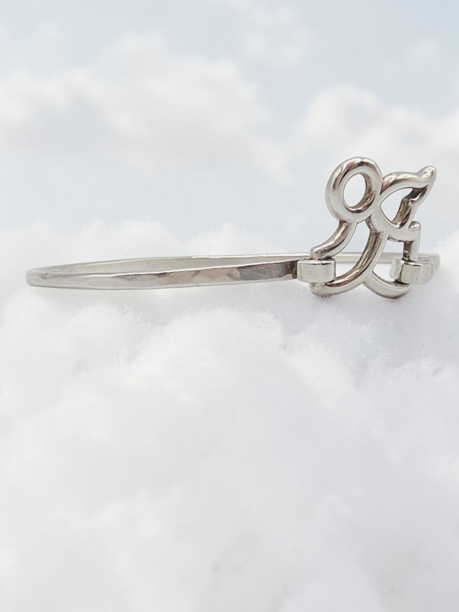RETIRED James Avery Sterling Silver Flying Angel Hook-On Bangle Bracelet - 7.25"
