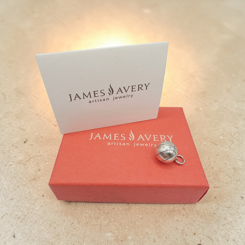 RETIRED James Avery 3D Basketball 925 Sterling Silver Charm Pendant - RARE HTF