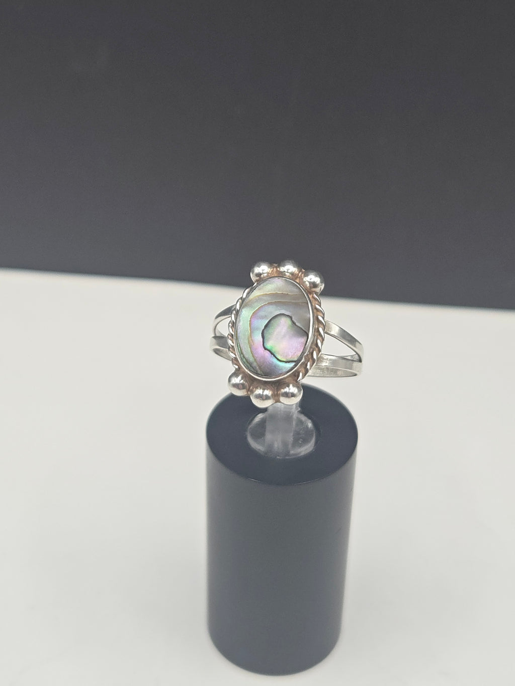Vintage Taxco Mexico 925 Sterling Silver Abalone Shell Ring - Size 7.75