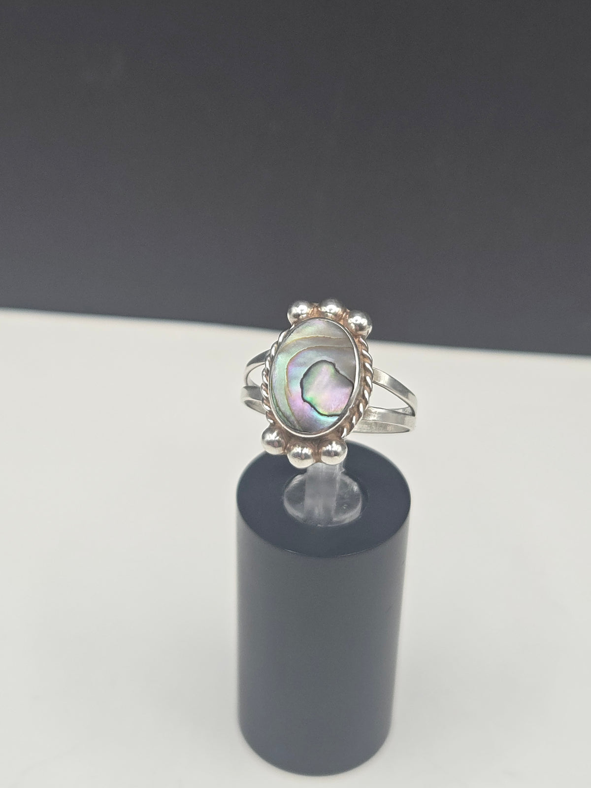 Vintage Taxco Mexico 925 Sterling Silver Abalone Shell Ring - Size 7.75