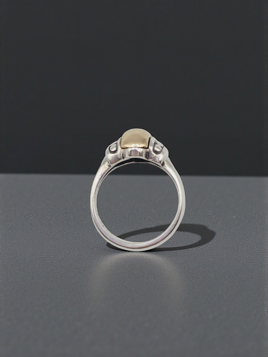 RETIRED James Avery Sterling Silver Beaded Ring with Solid 14K Gold Dome - 4.75