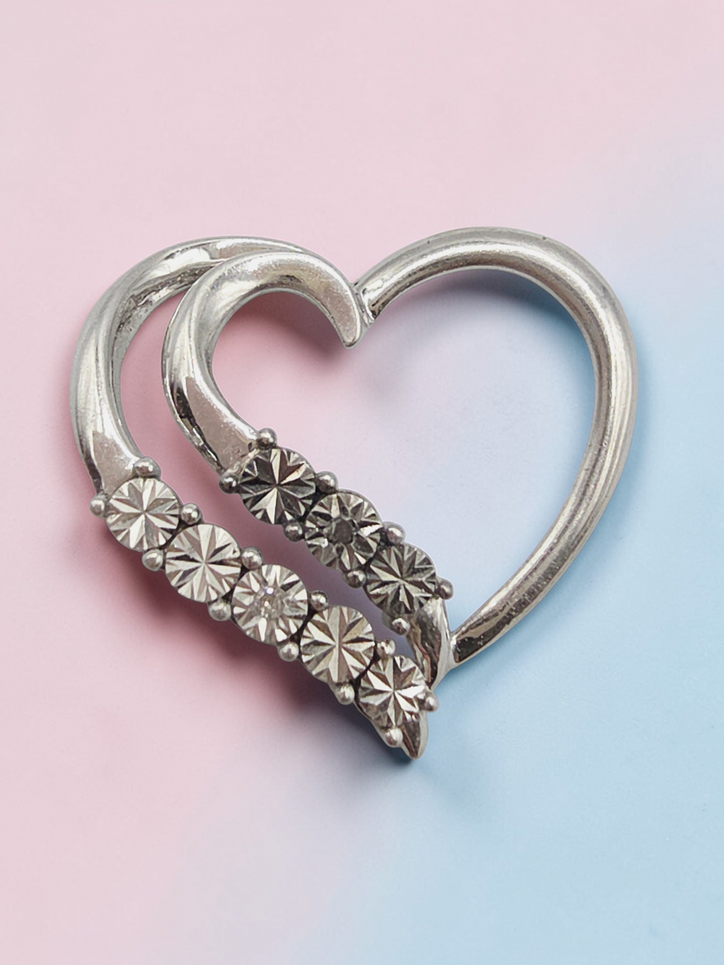 Regina Lane 925 Sterling Silver Heart Necklace Pendant with Diamond Accents