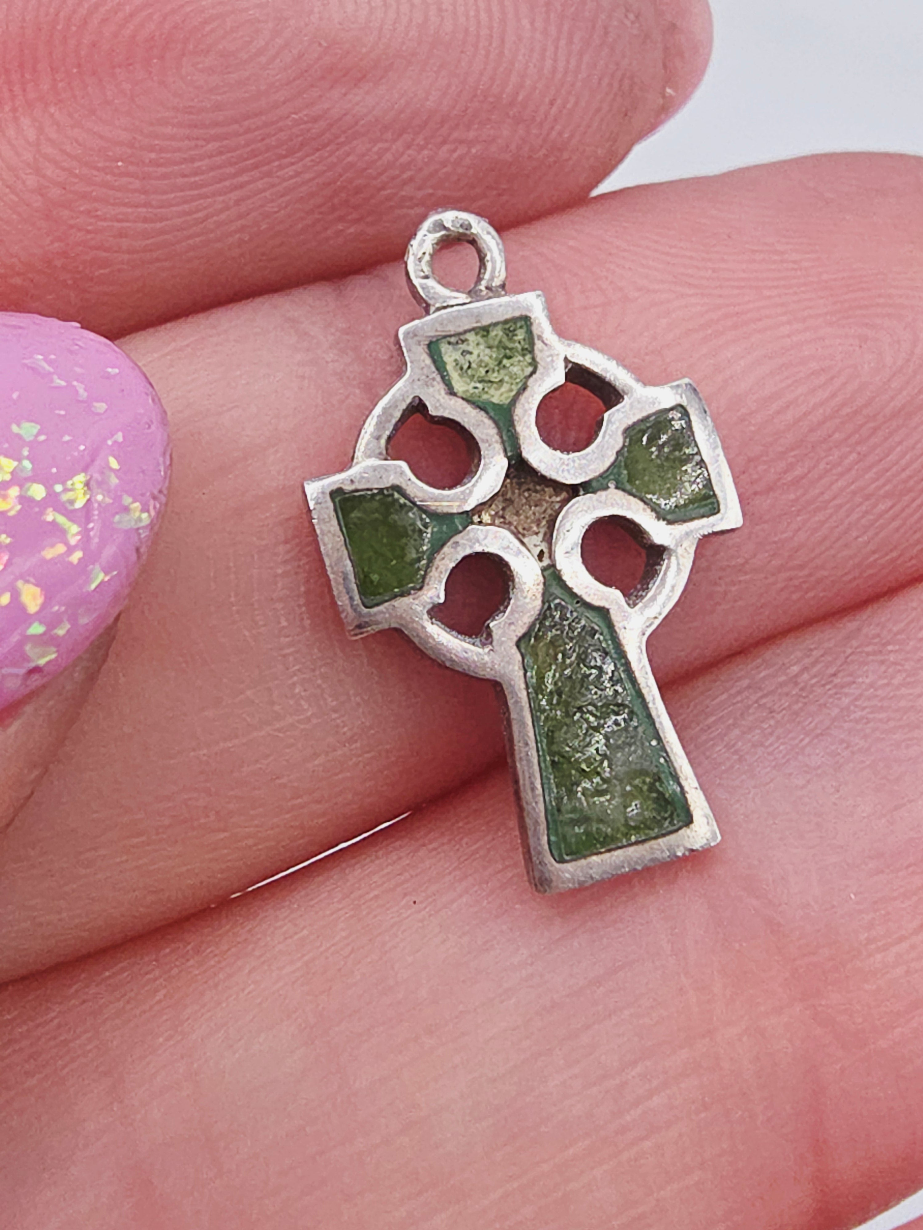 925 Sterling Silver Celtic Cross Charm Pendant - IRELAND