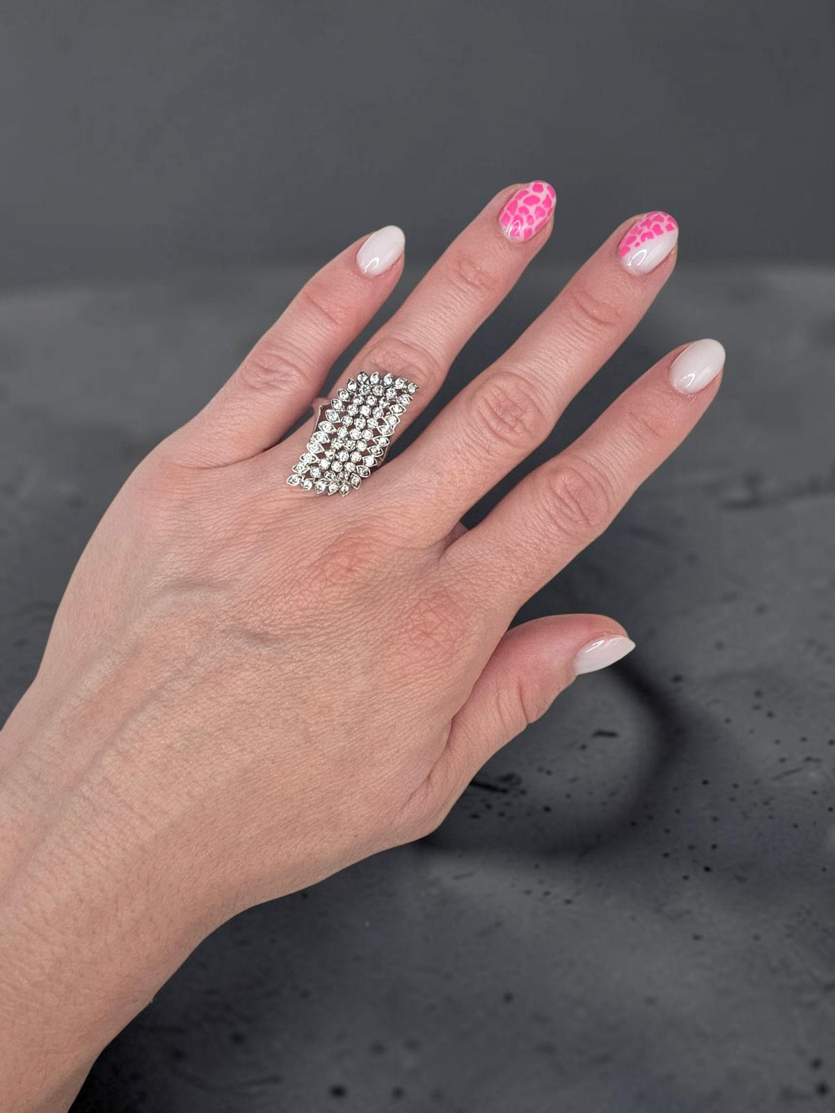 925 Sterling Silver CZ Cluster Cocktail Ring - Size 7.25
