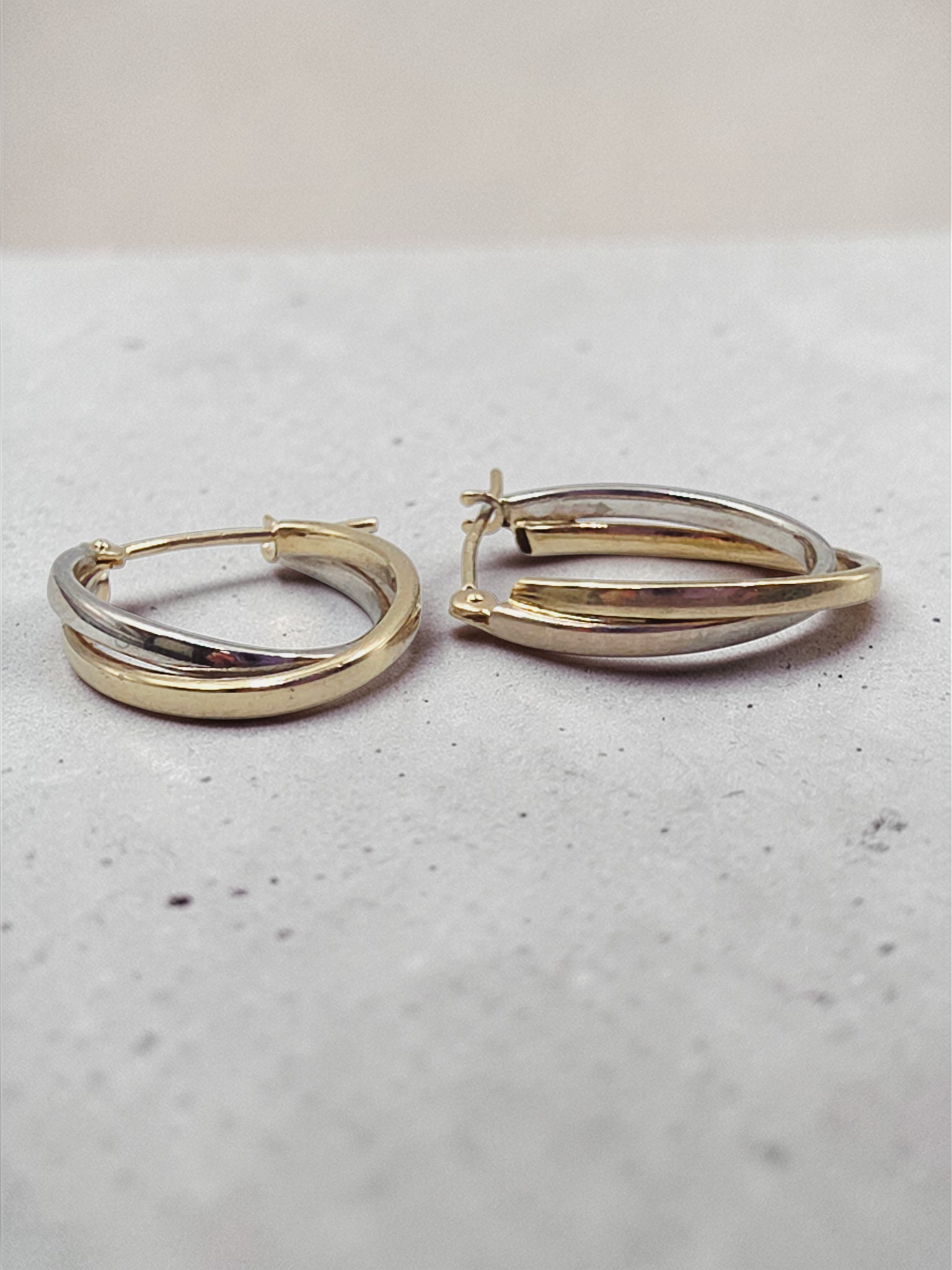 Solid 14K Two-Tone Double Hoop Earrings