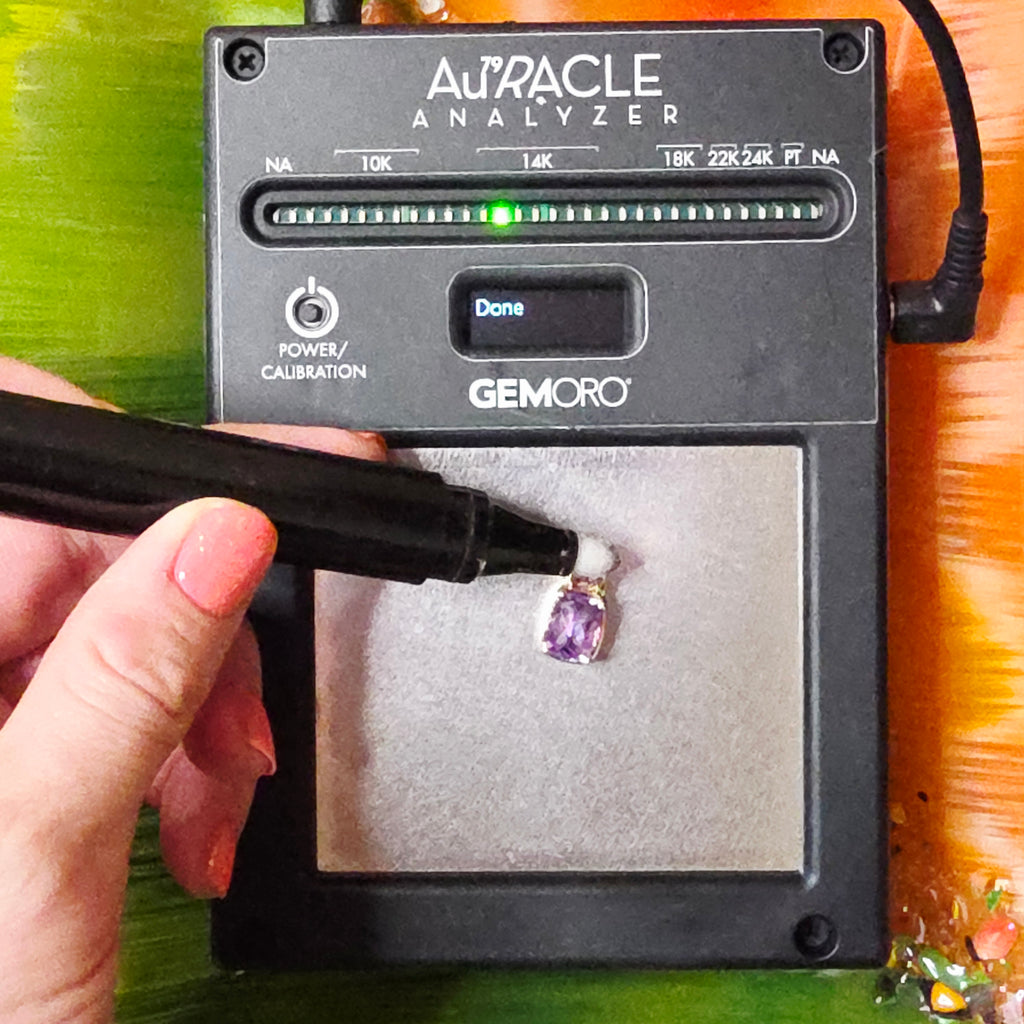 Solid 14k Gold Necklace Pendant with Cushion-Cut Amethyst