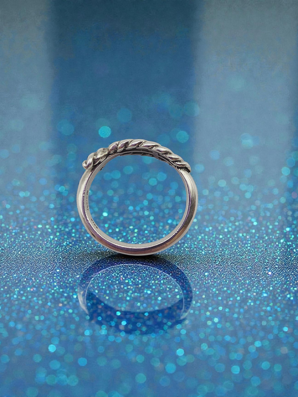 RETIRED James Avery Twisted Cable Ichthus Cross Silver Ring - Sz 5