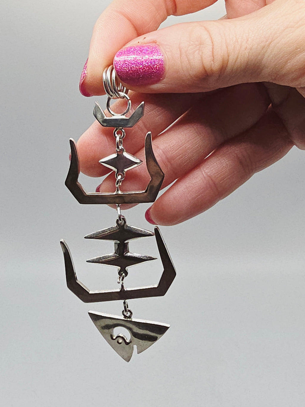 925 Sterling Silver Articulating Fish Bones Necklace Pendant - 4 Inches