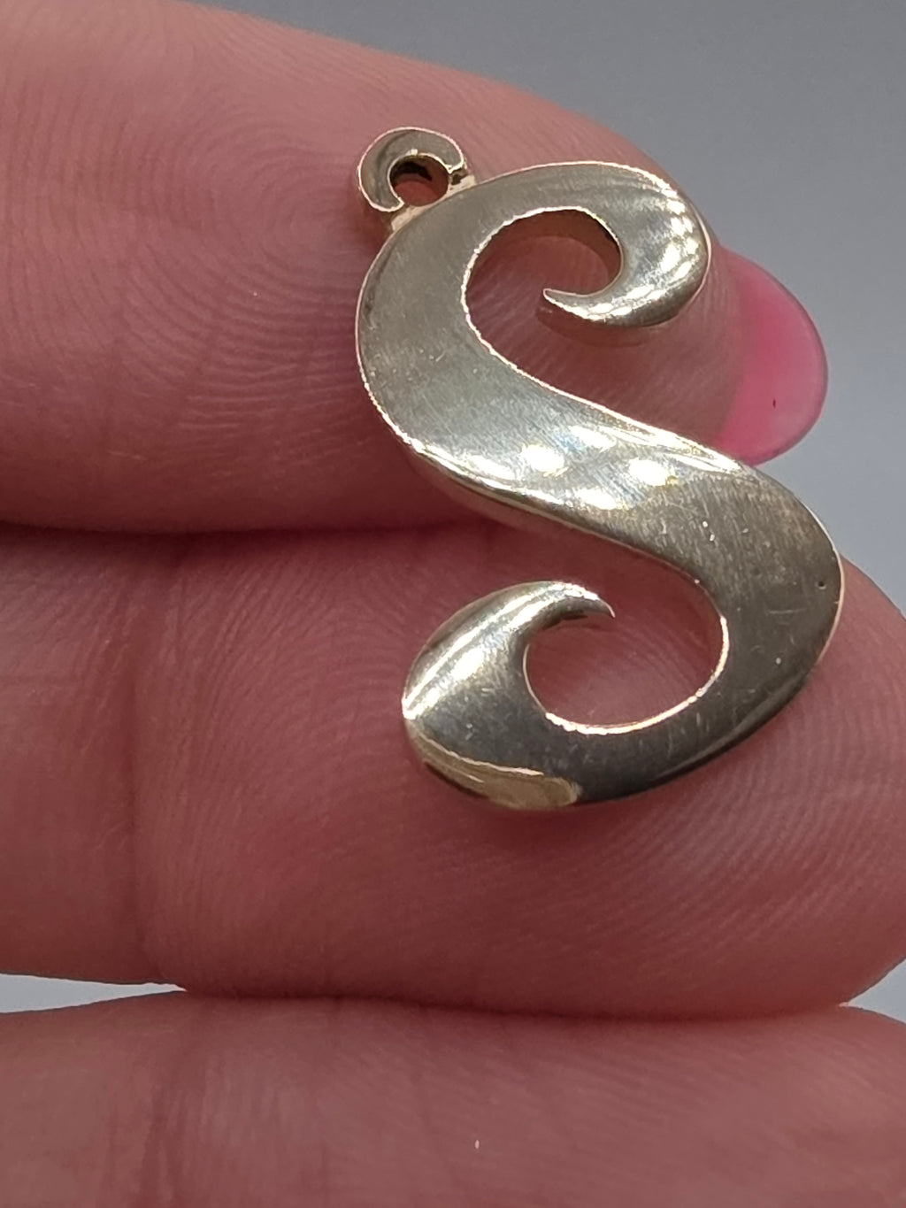 Retired James Avery Solid 14K Yellow Gold LARGE Letter "S" Initial Charm Pendant