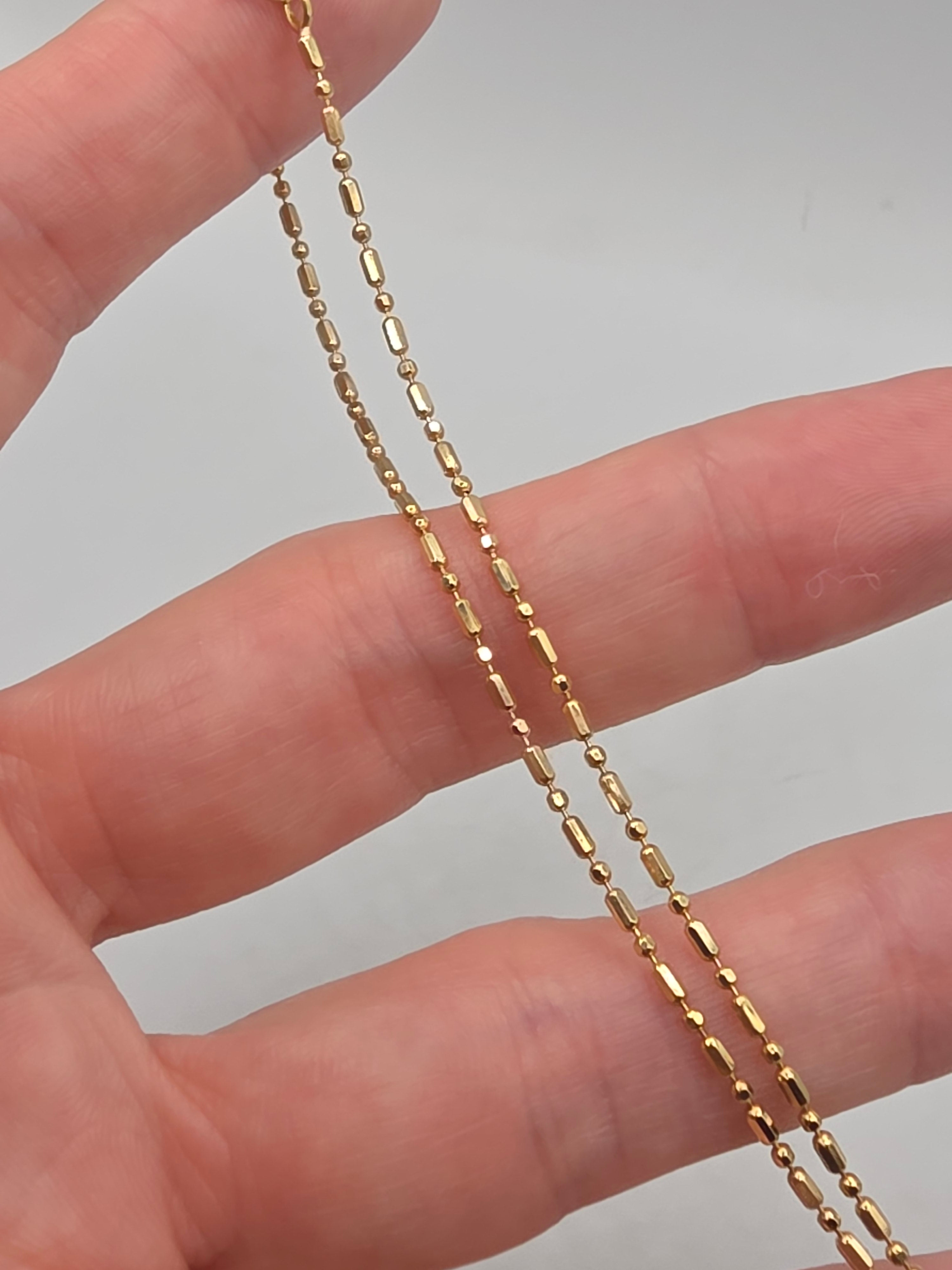 Vintage Balestra Solid 18K Gold Bar Bead 1.4mm Chain Necklace Italy - 16 Inch