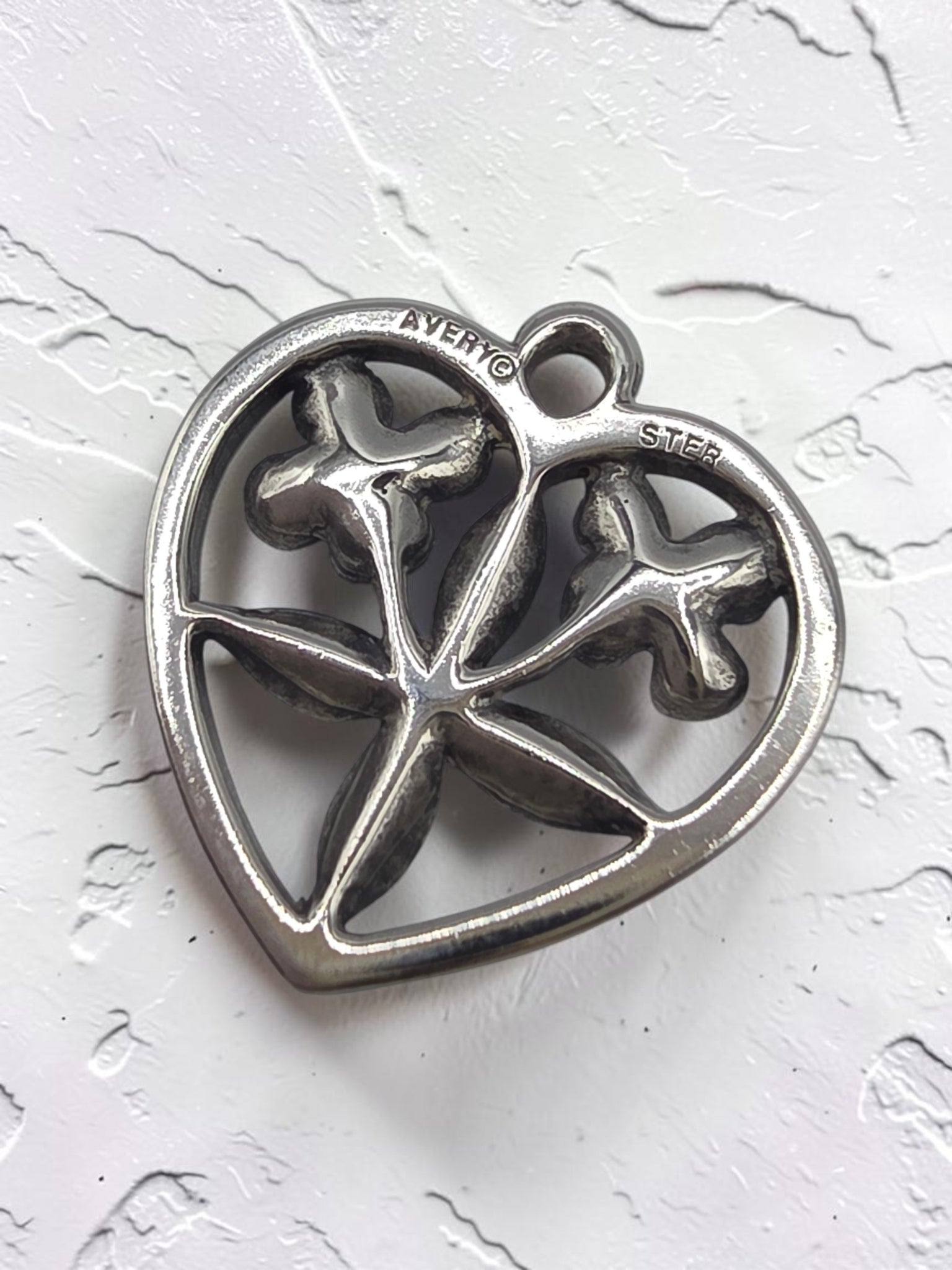 Retired James Avery 925 Sterling Silver Floral Heart Charm Pendant
