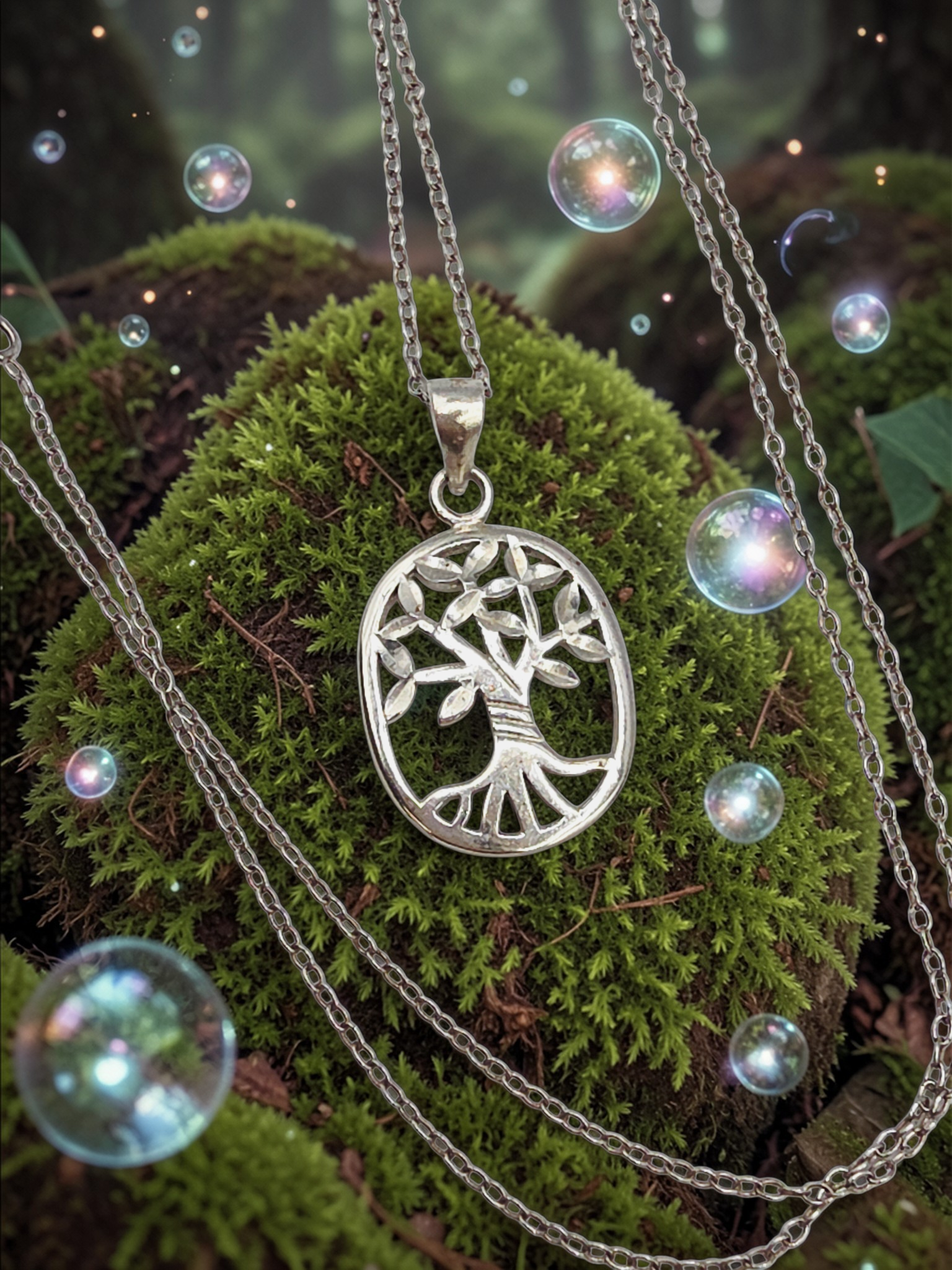 Solid 925 Sterling Silver Tree of Life Pendant Necklace – 18 Inch