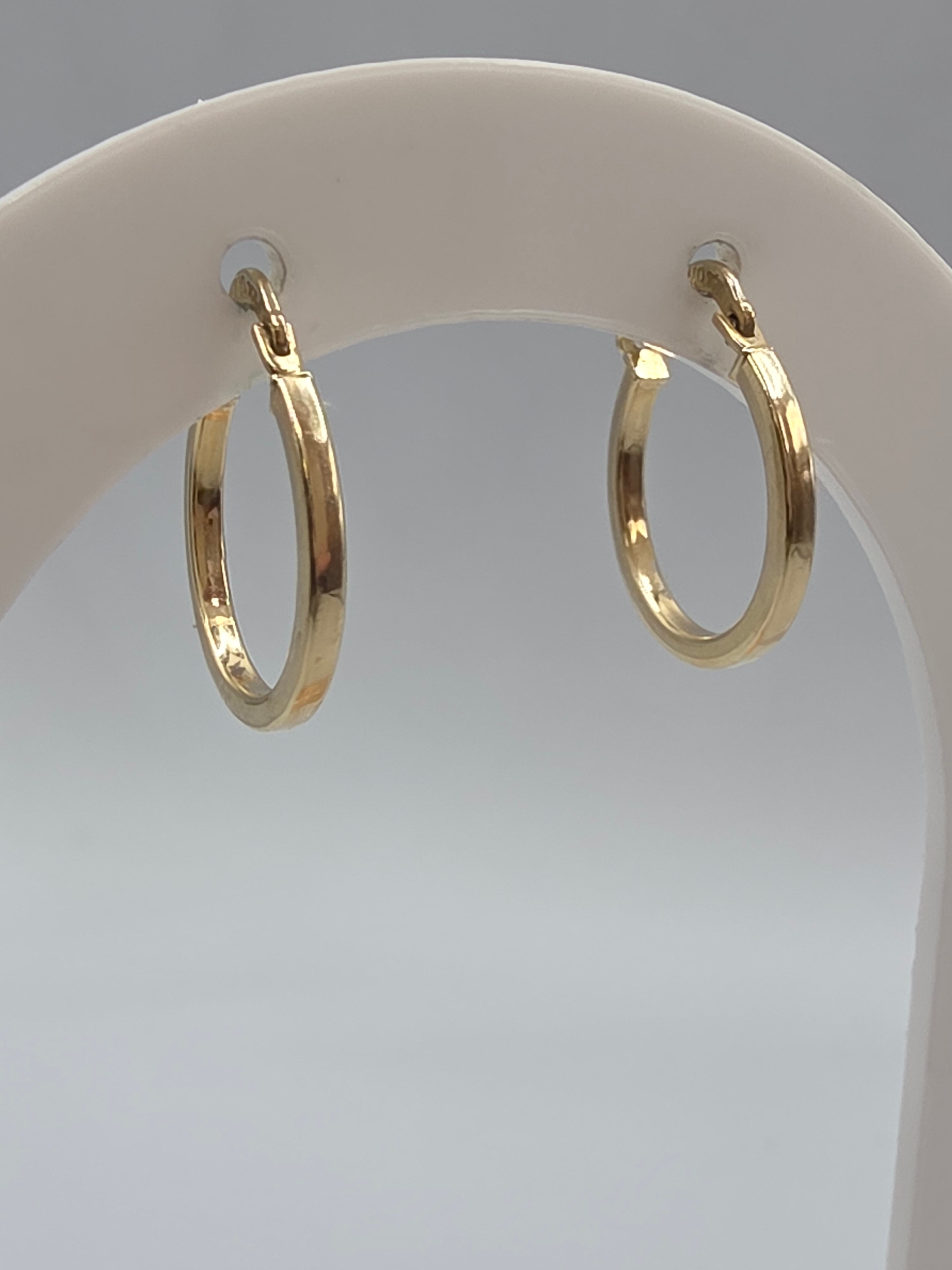 Michael Anthony Solid 10K Yellow Gold Square Tube Hoop Earrings 0.5 Inch
