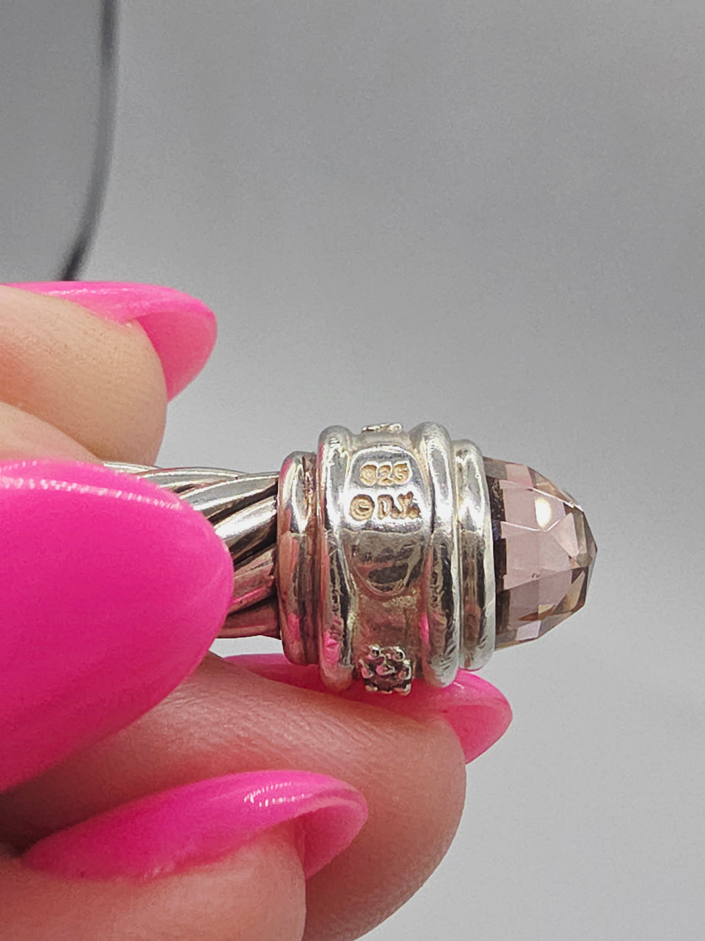 David Yurman Sterling Silver Cable Bracelet with Morganite & Diamonds - Medium