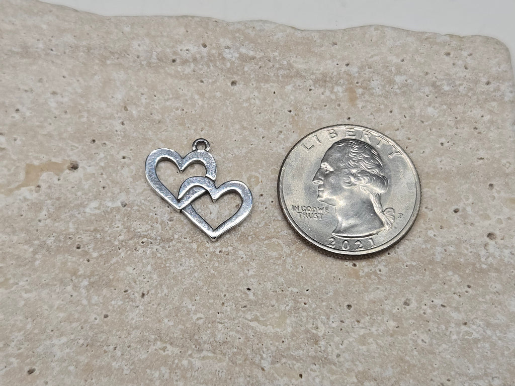 RETIRED James Avery 925 Sterling Silver Cupid Double Open Hearts Charm Pendant