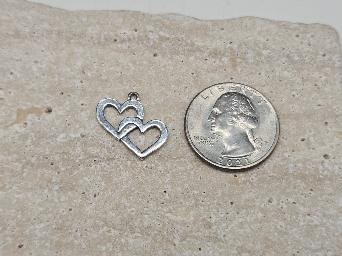 RETIRED James Avery 925 Sterling Silver Cupid Double Open Hearts Charm Pendant