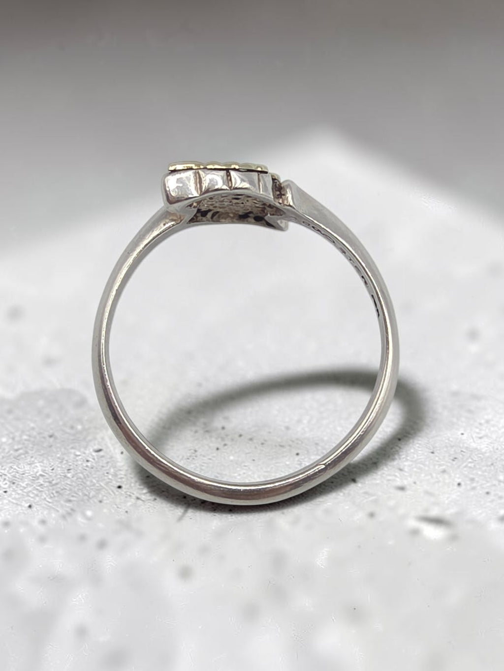 Black Hills Sterling Silver Ring with Solid 12K Gold Leaf Accents - Size 6