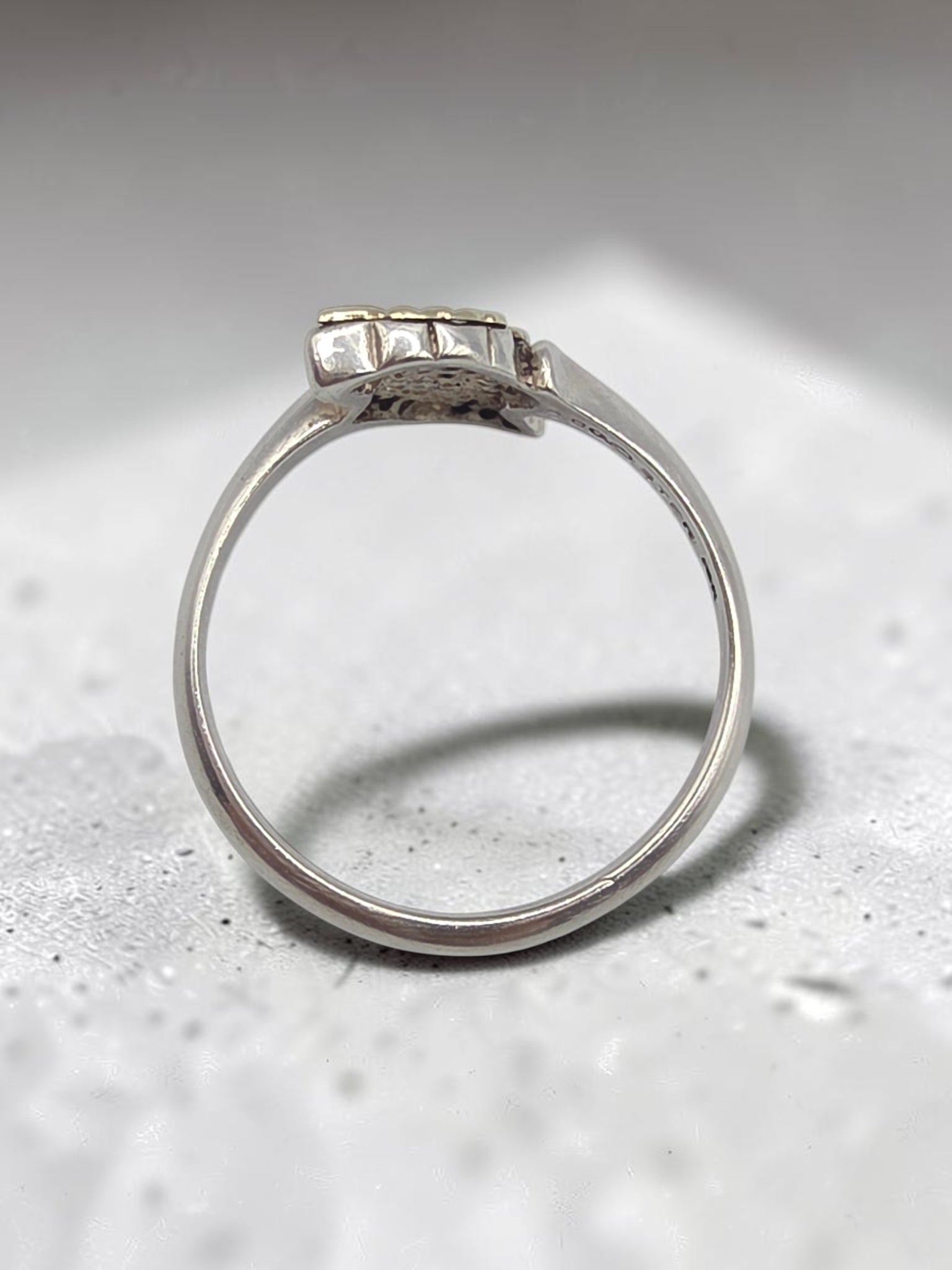 Black Hills Sterling Silver Ring with Solid 12K Gold Leaf Accents - Size 6