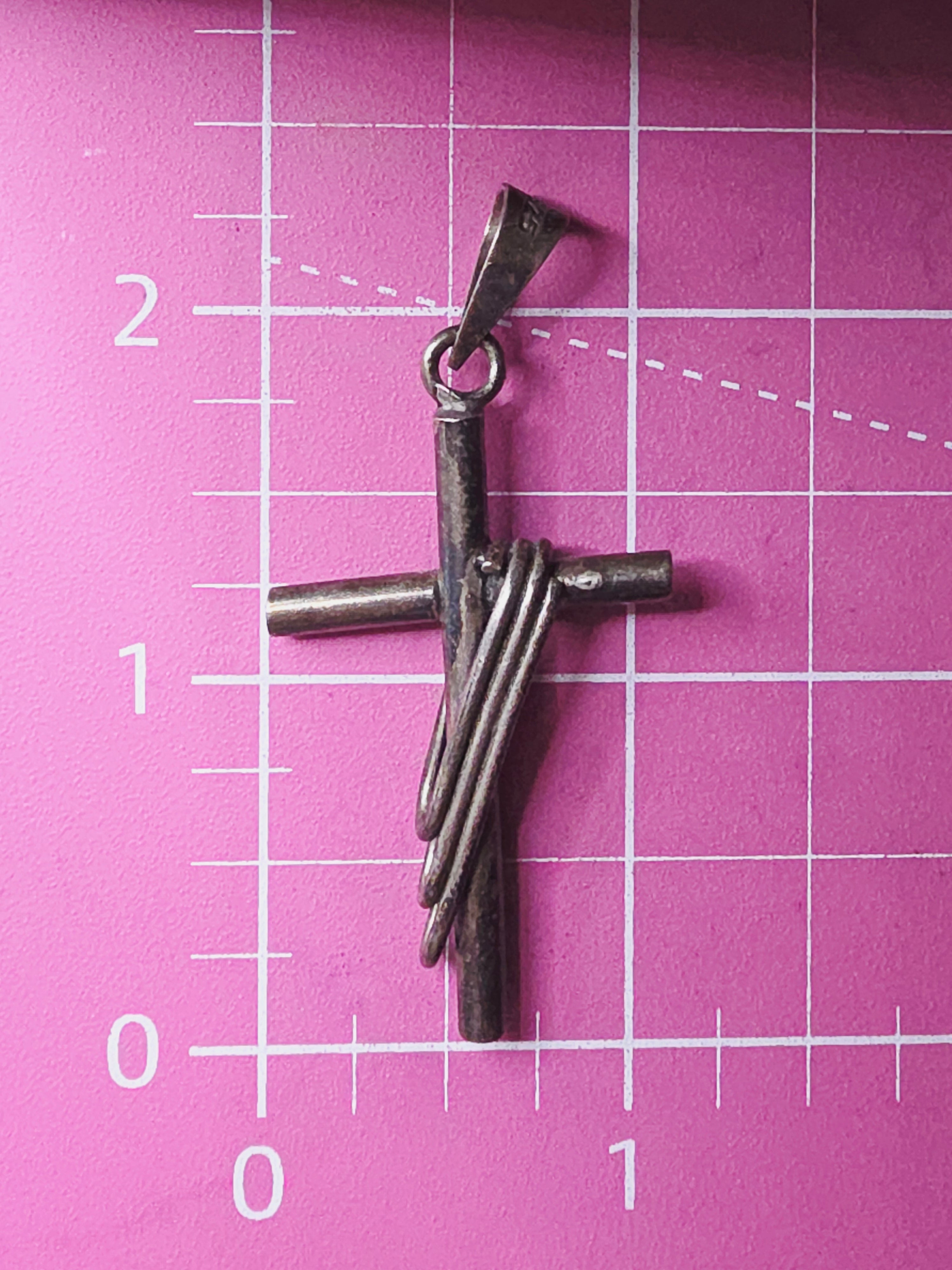 925 Sterling Silver Large Wrapped Cross Necklace Pendant - 2 Inch