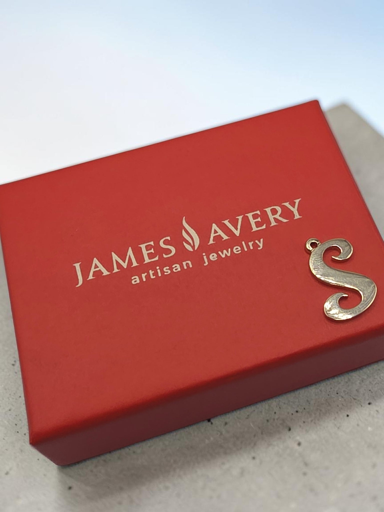Retired James Avery Solid 14K Yellow Gold LARGE Letter "S" Initial Charm Pendant