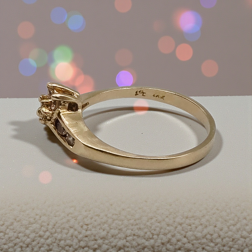 Solid 14K Yellow Gold Cluster Ring with Gemstones – Size 7.25
