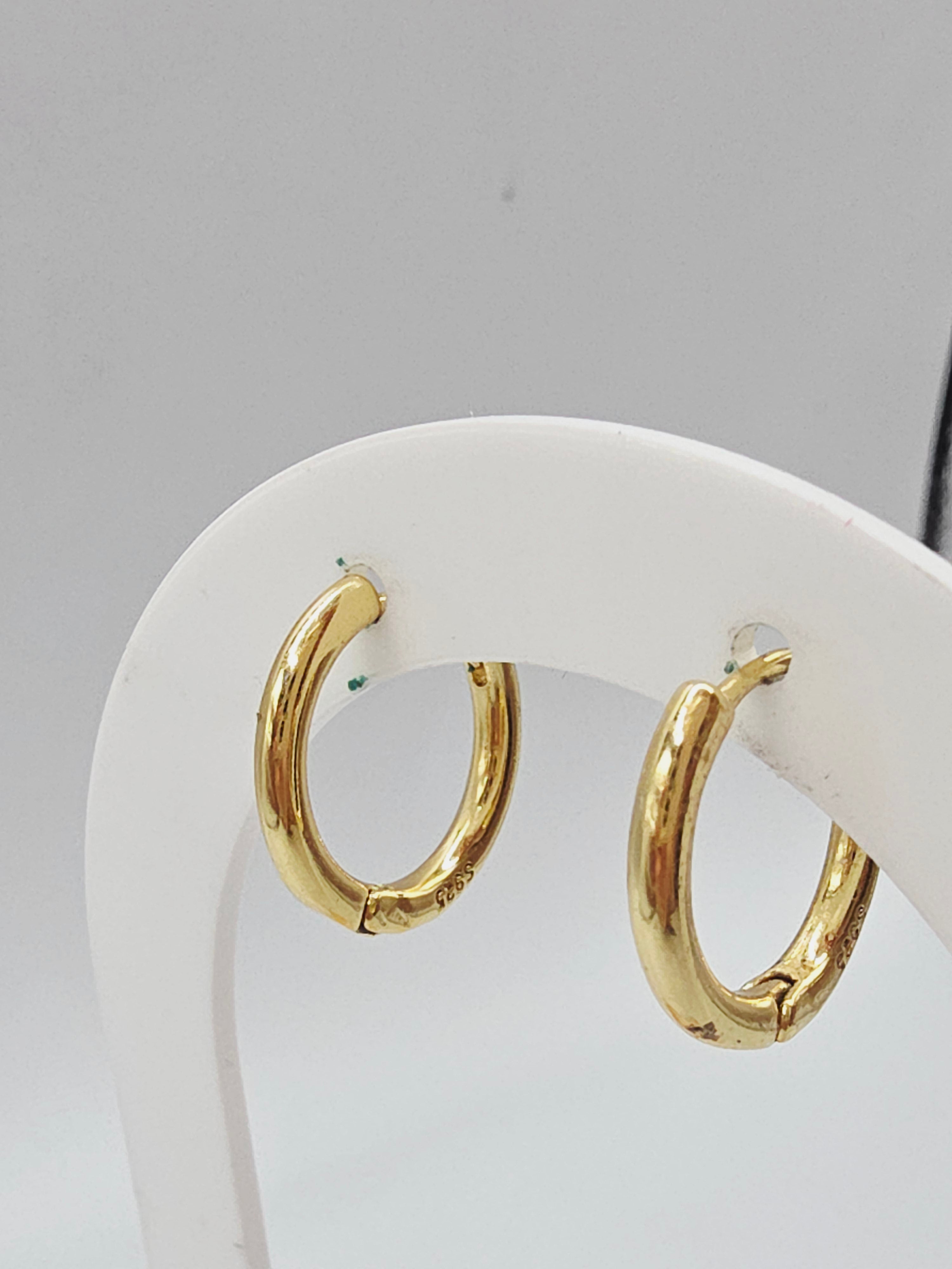 Gold Vermeil 925 Sterling Silver Hoop Earrings