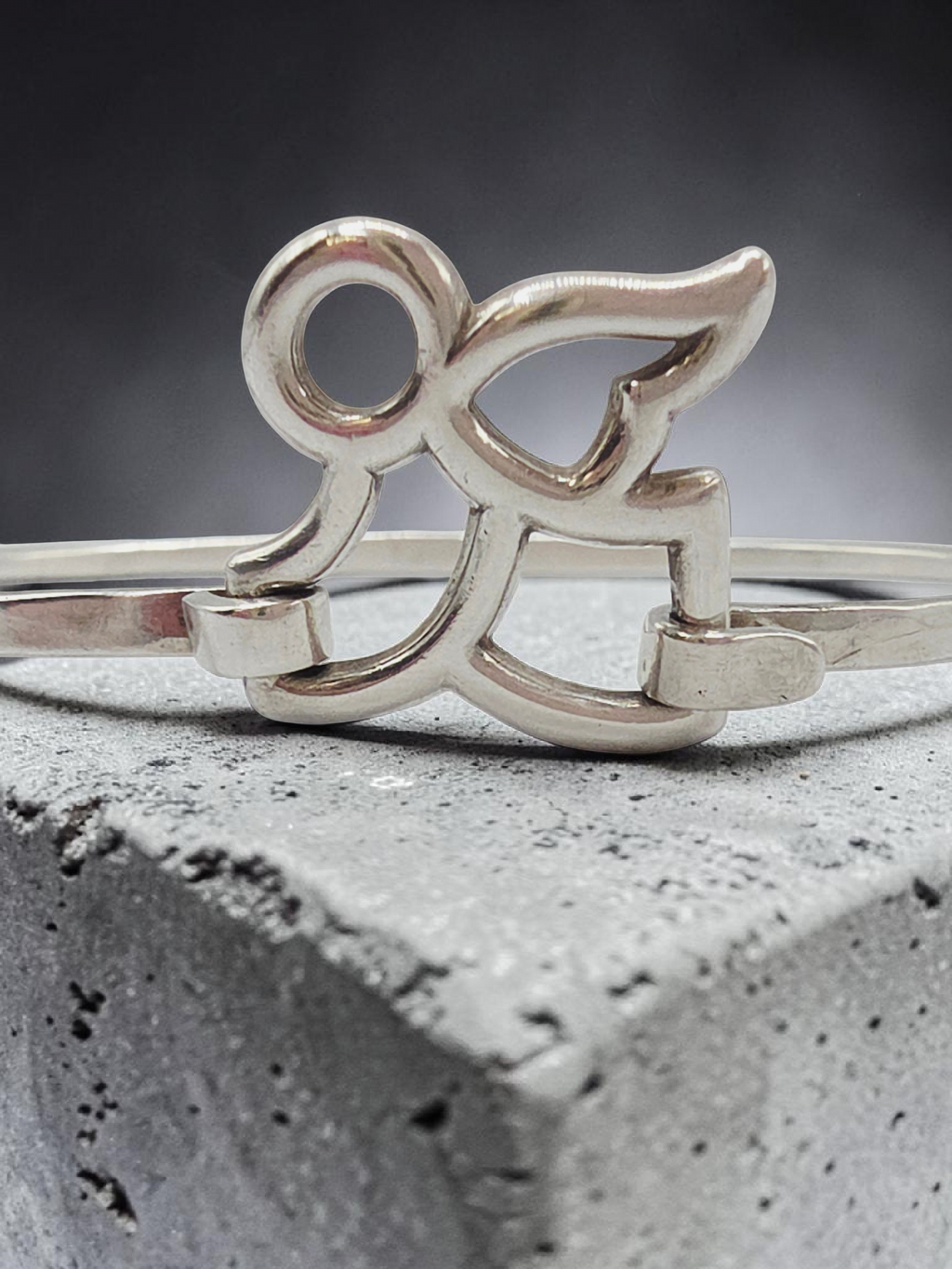 RETIRED James Avery Sterling Silver Flying Angel Hook-On Bangle Bracelet - 7.25"