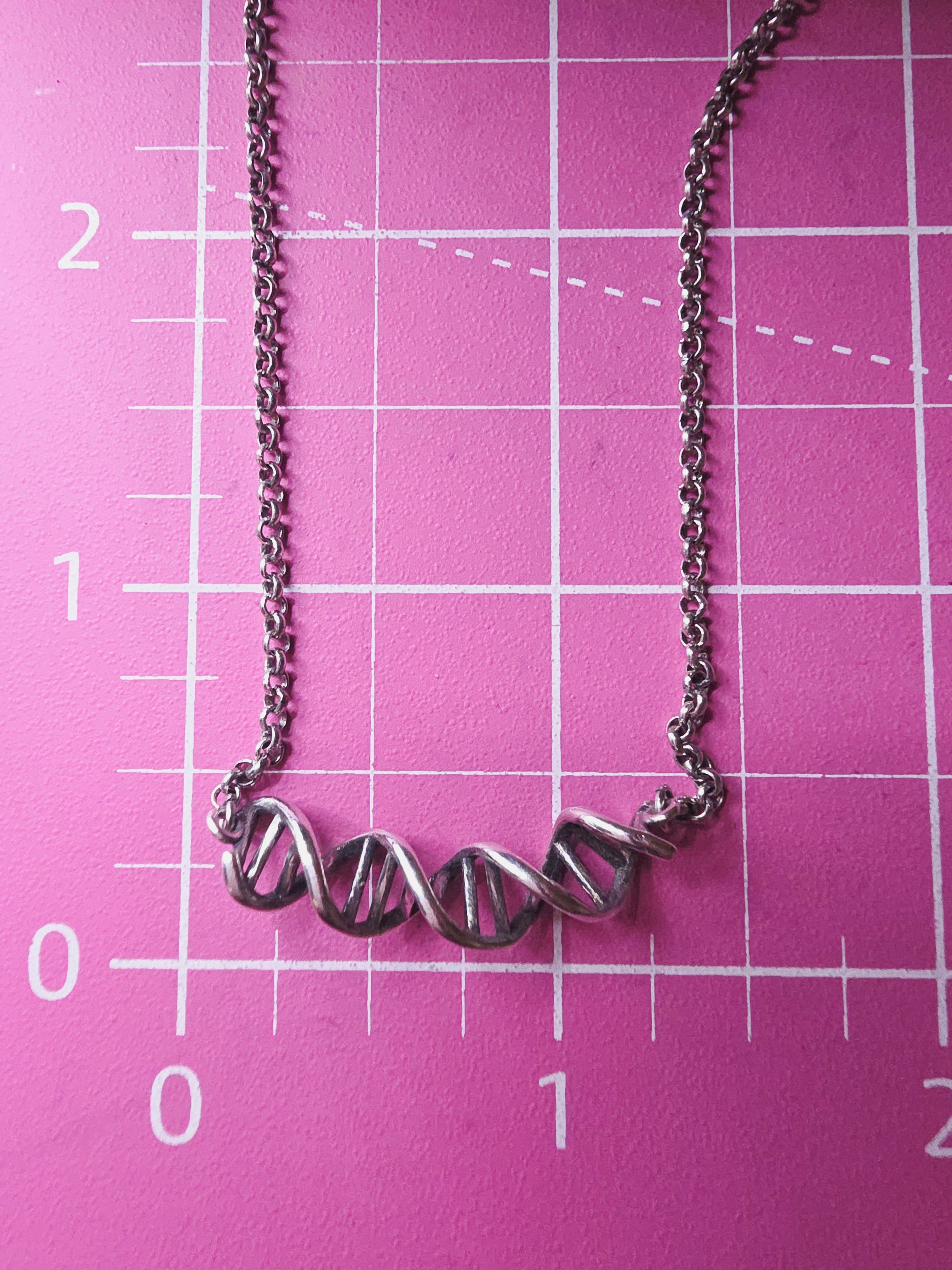 925 Sterling Silver DNA Science Life Pendant Necklace - Adjustable