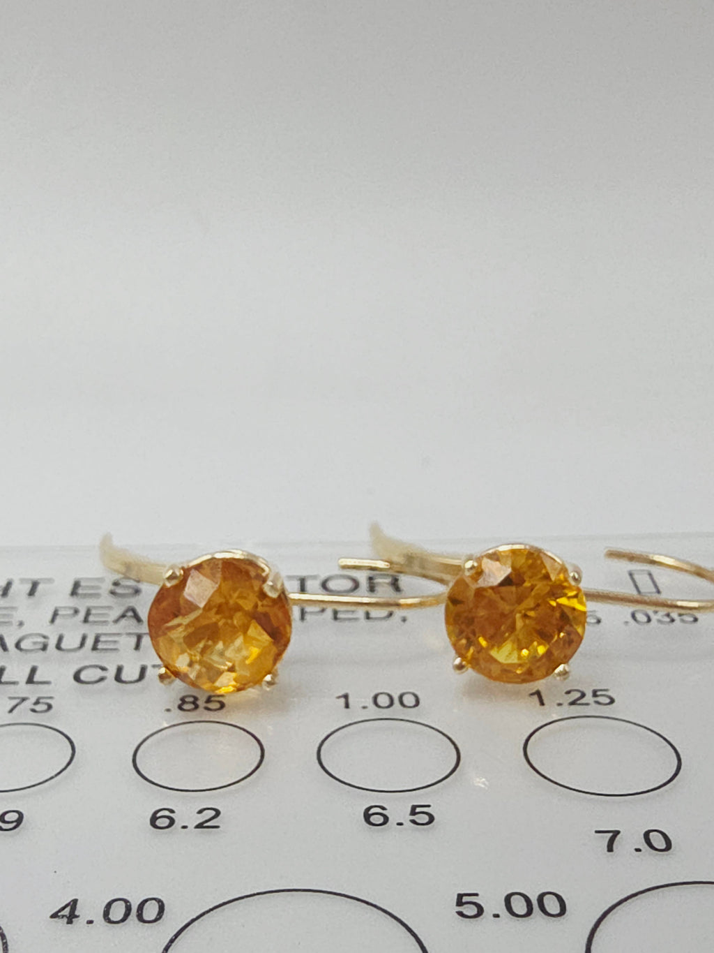 Solid 14K Yellow Gold Round Cut Citrine Leverback Drop Earrings