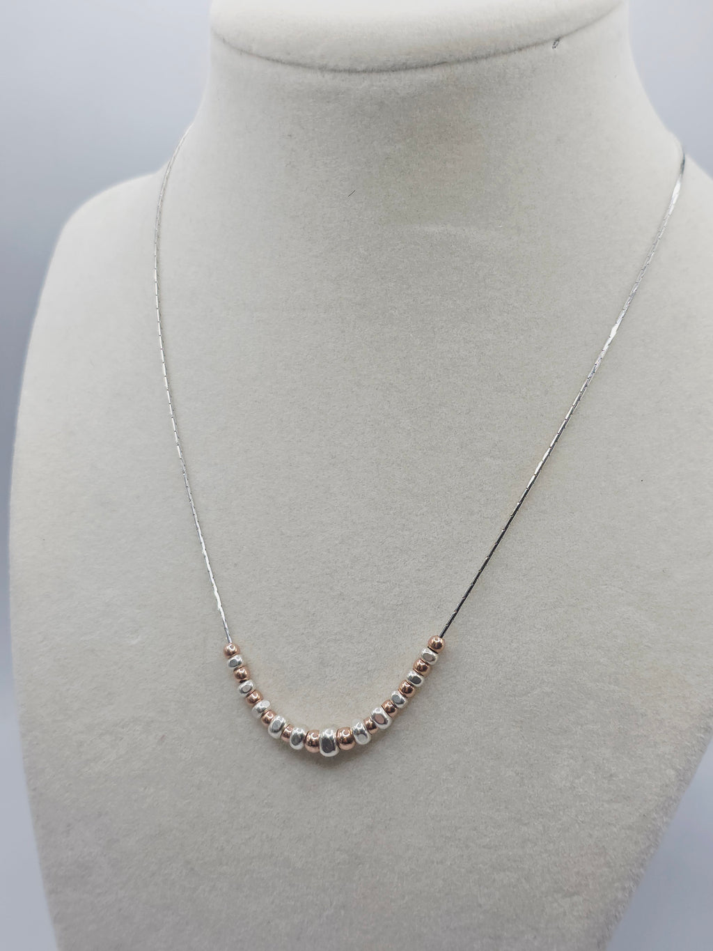 Dyadema 925 ITALY Sterling Necklace with Silver and Rose Gold Beads - Adjustable