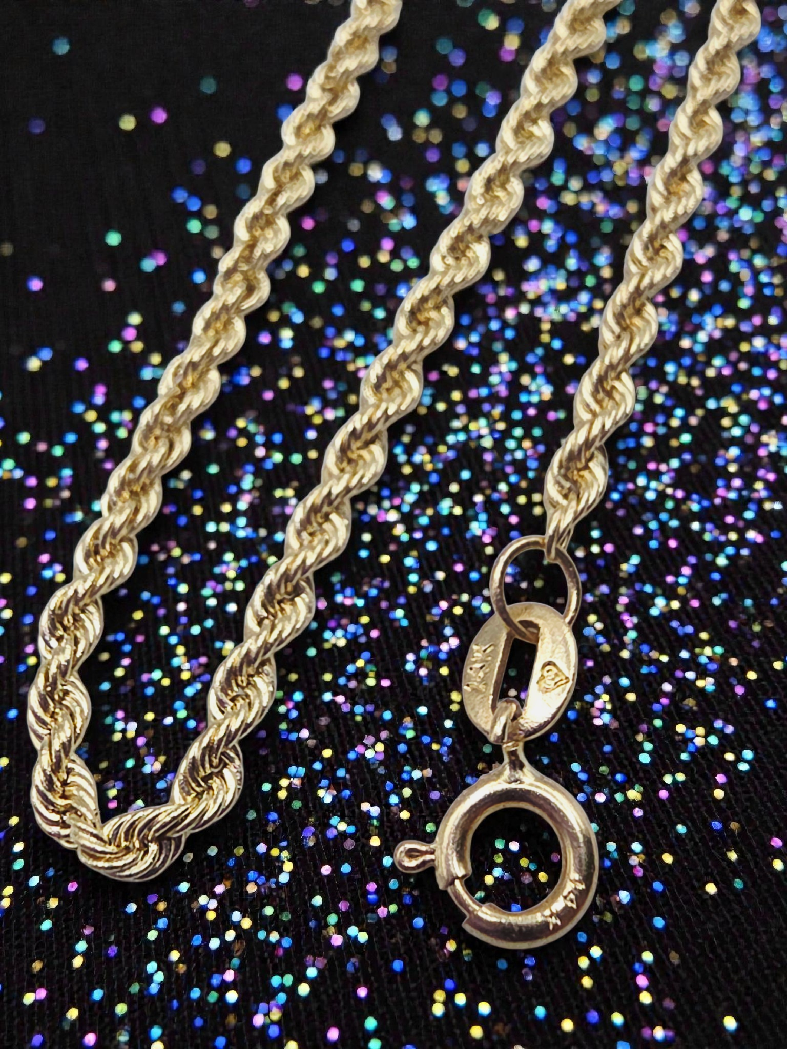 Solid 14K Yellow Gold 1.8mm Rope Chain Bracelet – 7 1/3 Inch