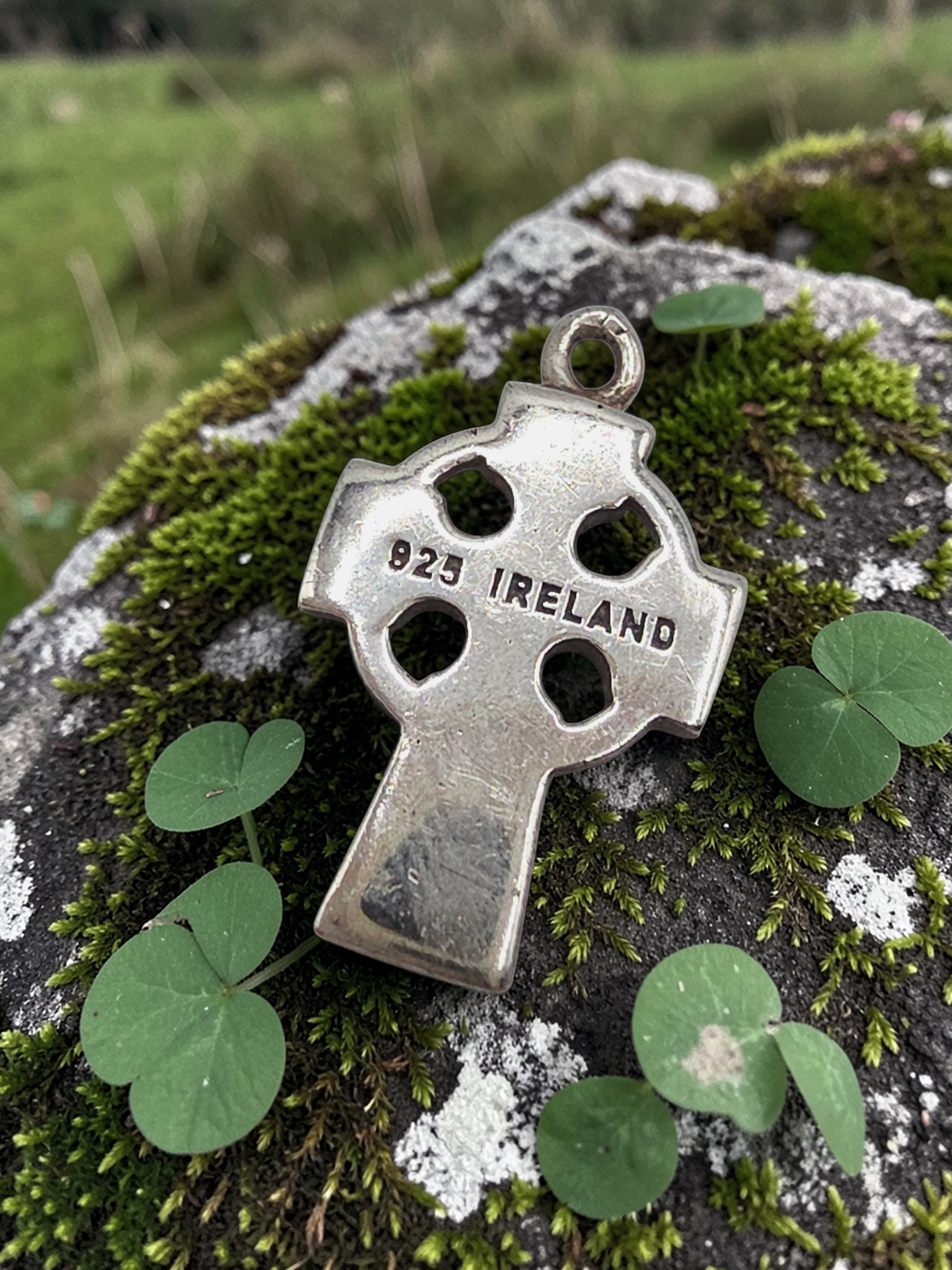 925 Sterling Silver Celtic Cross Charm Pendant - IRELAND