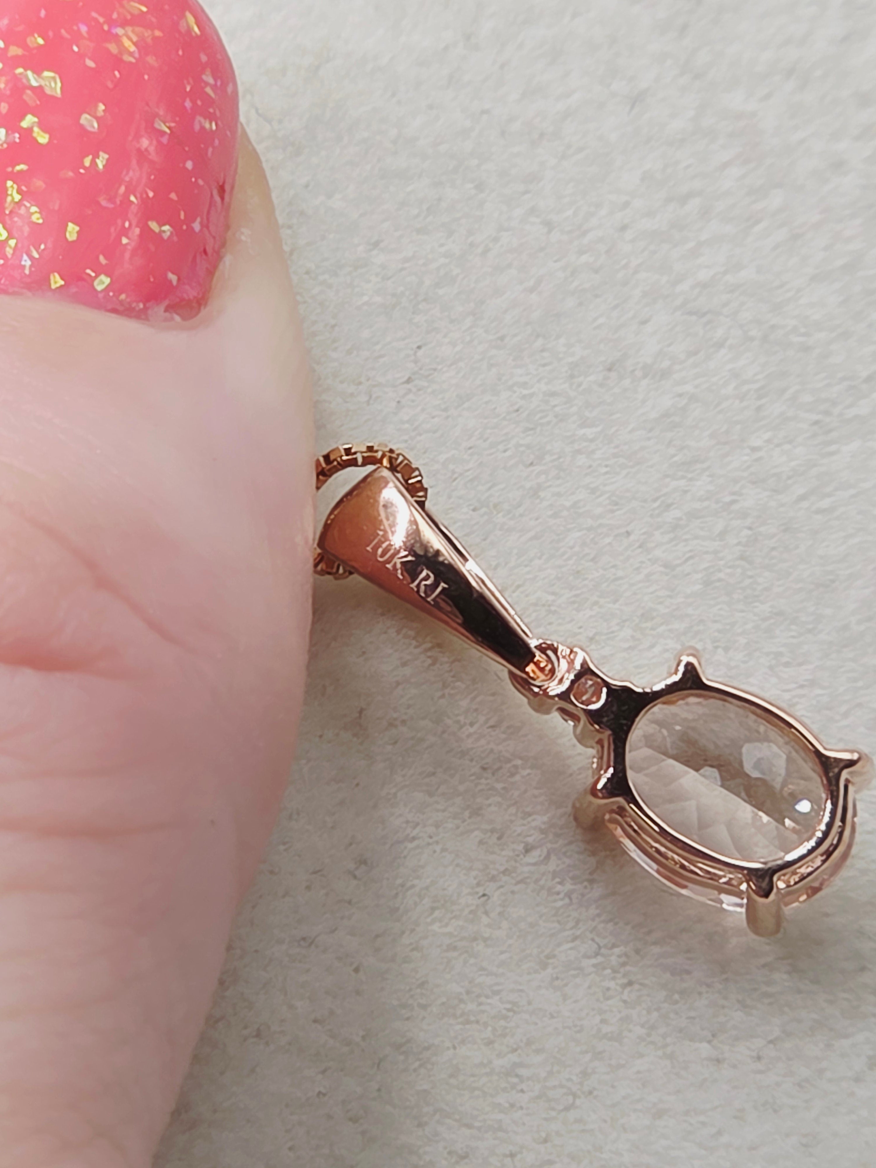 Solid 10K Yellow Gold Necklace with Morganite Pendant - 18 Inches