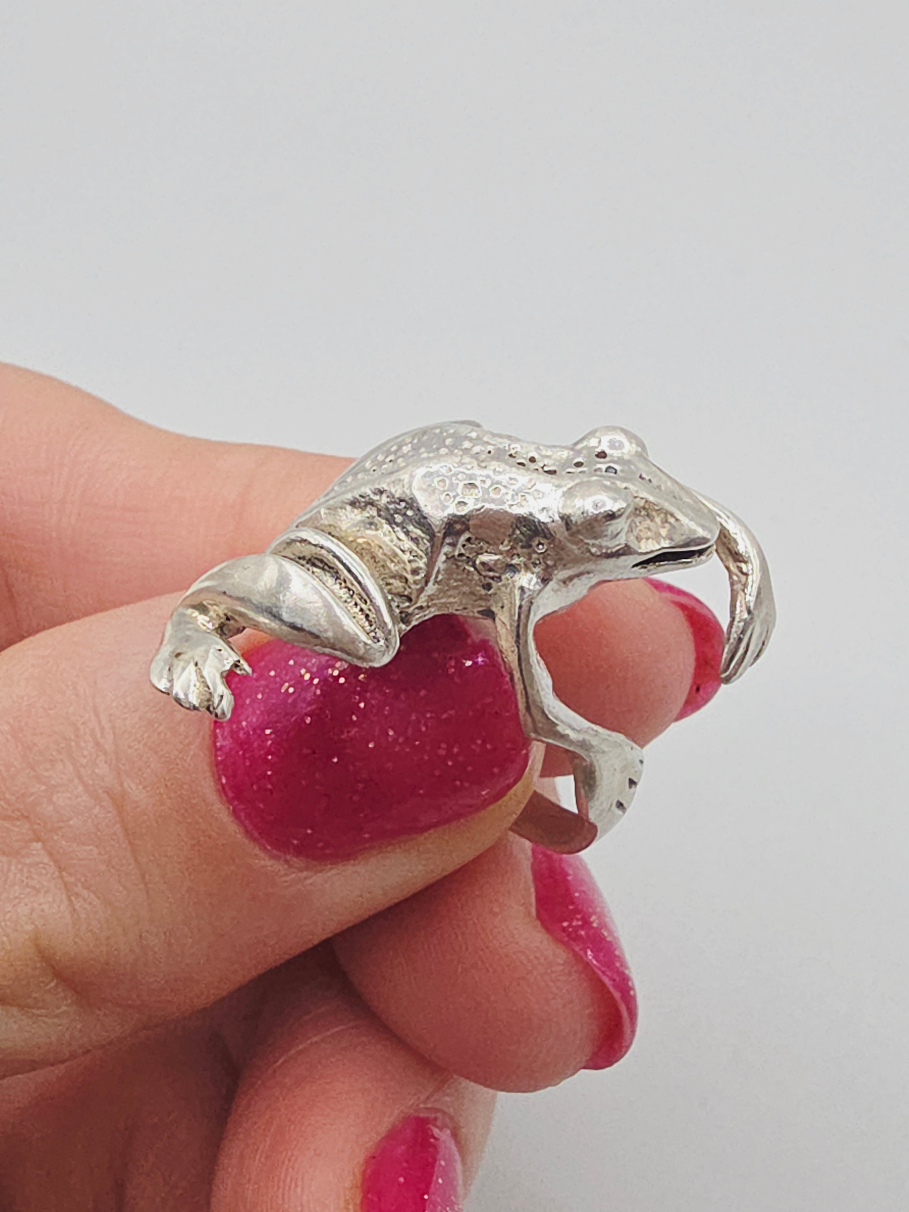 925 Sterling Silver Frog Wrap Ring 3D Figural Amphibian – Size 7
