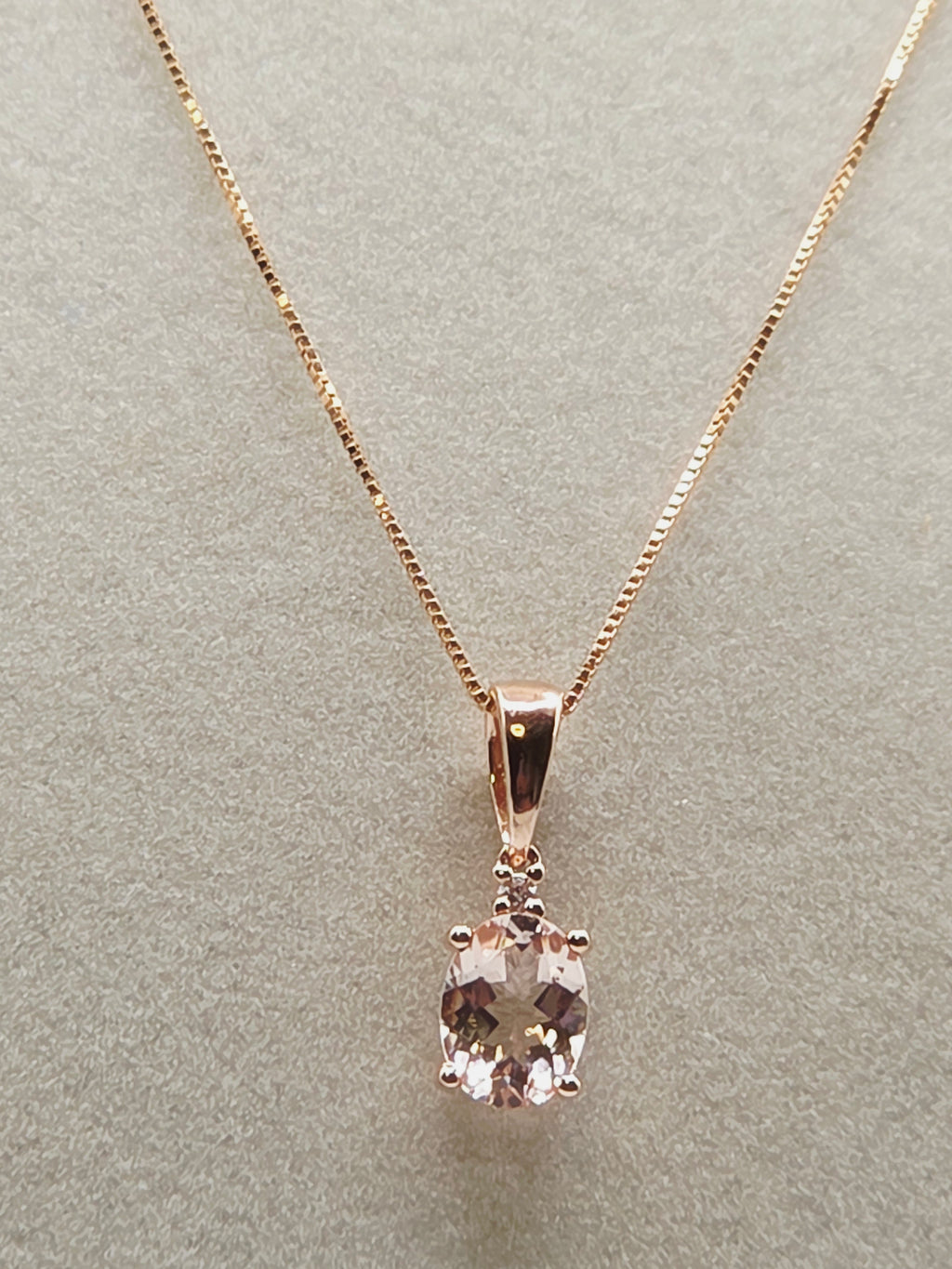 Solid 10K Yellow Gold Necklace with Morganite Pendant - 18 Inches