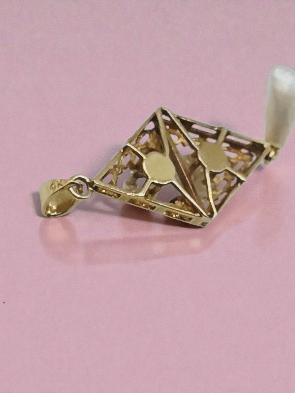 Edwardian Solid 14K Yellow Gold Lavalier Pendant with Pearls and Sapphires