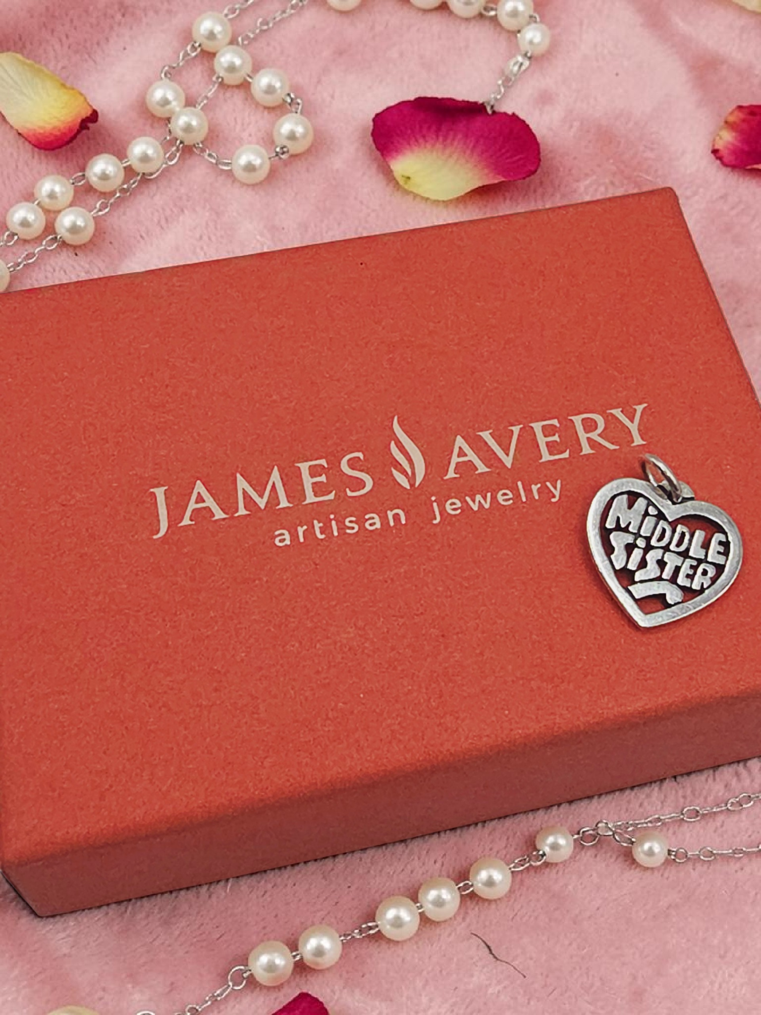 James Avery 925 Sterling silver Middle Sister Heart Charm Pendant