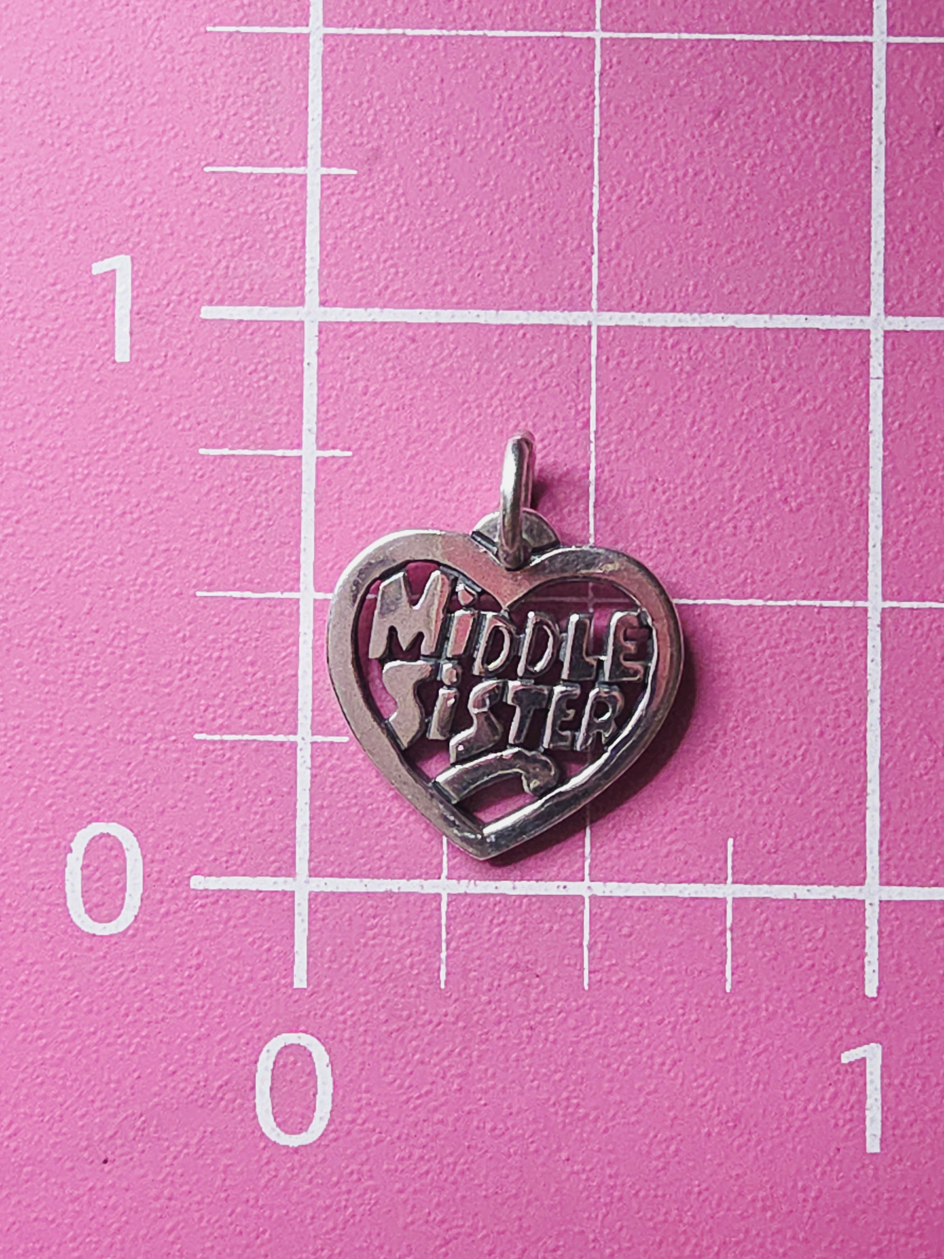 James Avery 925 Sterling silver Middle Sister Heart Charm Pendant