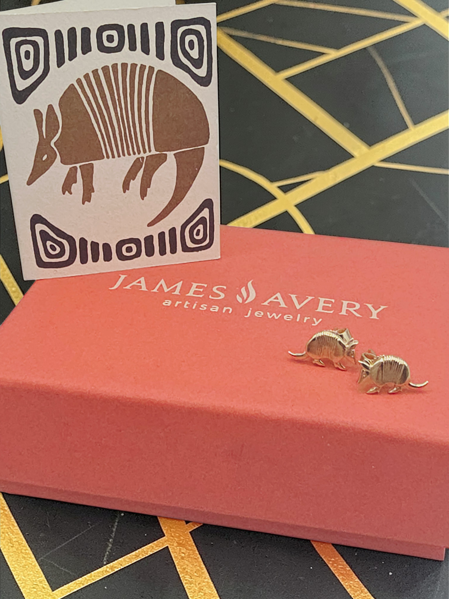 RETIRED James Avery Armadillo Solid 14K Gold Stud Earrings - RARE HTF