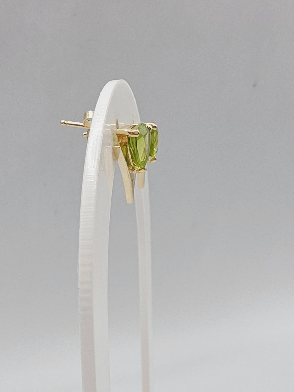 Solid 14K Yellow Gold Trillion Cut Peridot Stud Earrings