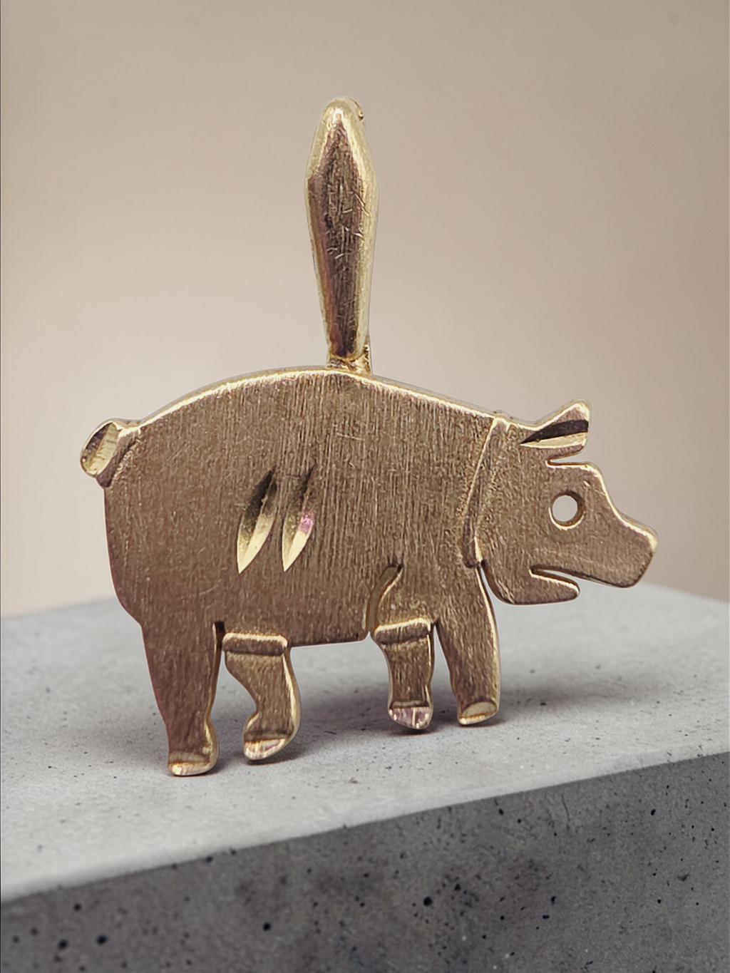 Michael Anthony Solid 14K Yellow Gold Pig Necklace Pendant - Animal Farm