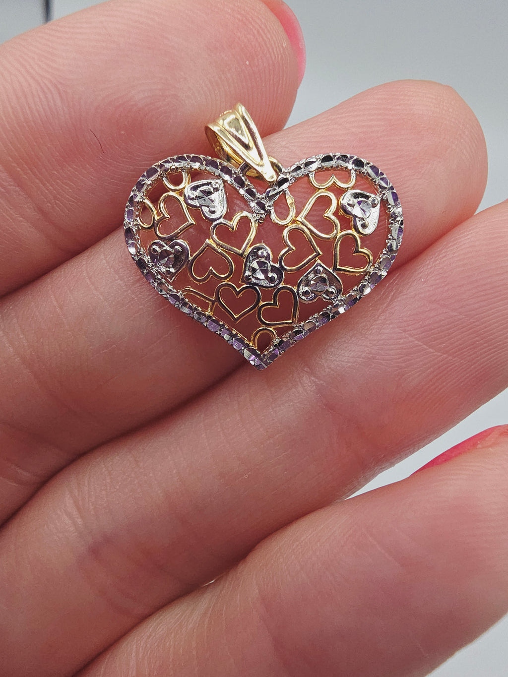 Michael Anthony Solid 14K Two-Tone Gold Filigree Heart Necklace Pendant