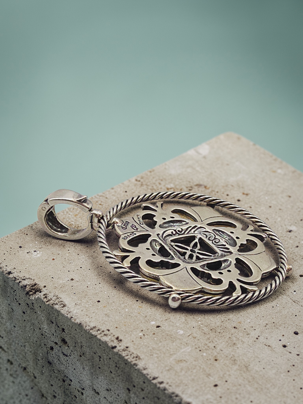 Carolyn Pollack 925 Sterling Silver Brass Copper Relios Necklace Pendant