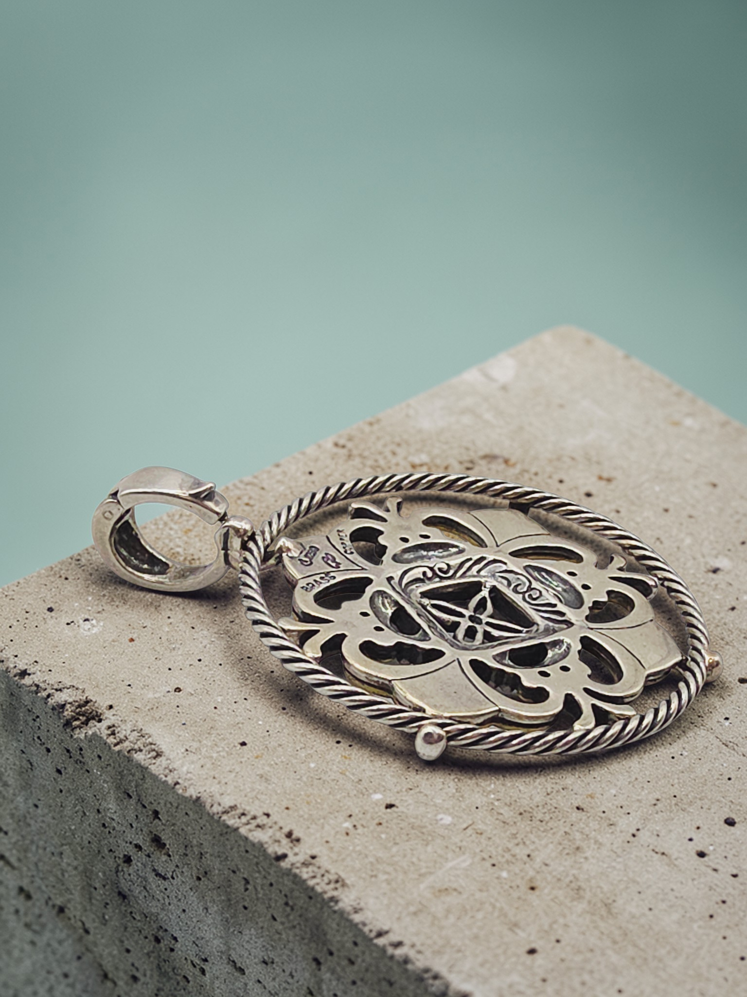 Carolyn Pollack 925 Sterling Silver Brass Copper Relios Necklace Pendant