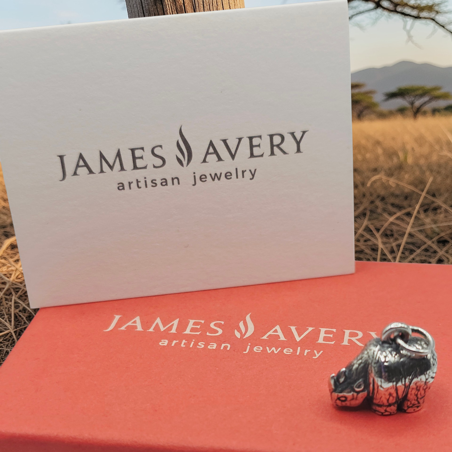 RETIRED James Avery 3D Rhino 925 Sterling Silver Wildlife Animal Charm Pendant