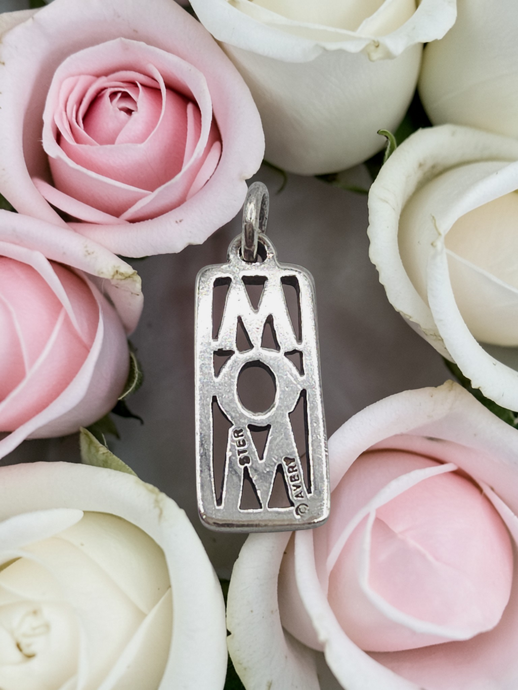 RETIRED James Avery Mom 925 Sterling Silver Charm Pendant - Uncut Loop