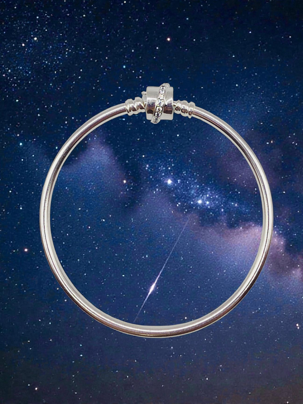 Pandora Sparkling Shooting Star Charm Bangle Bracelet - 6.5 Inch