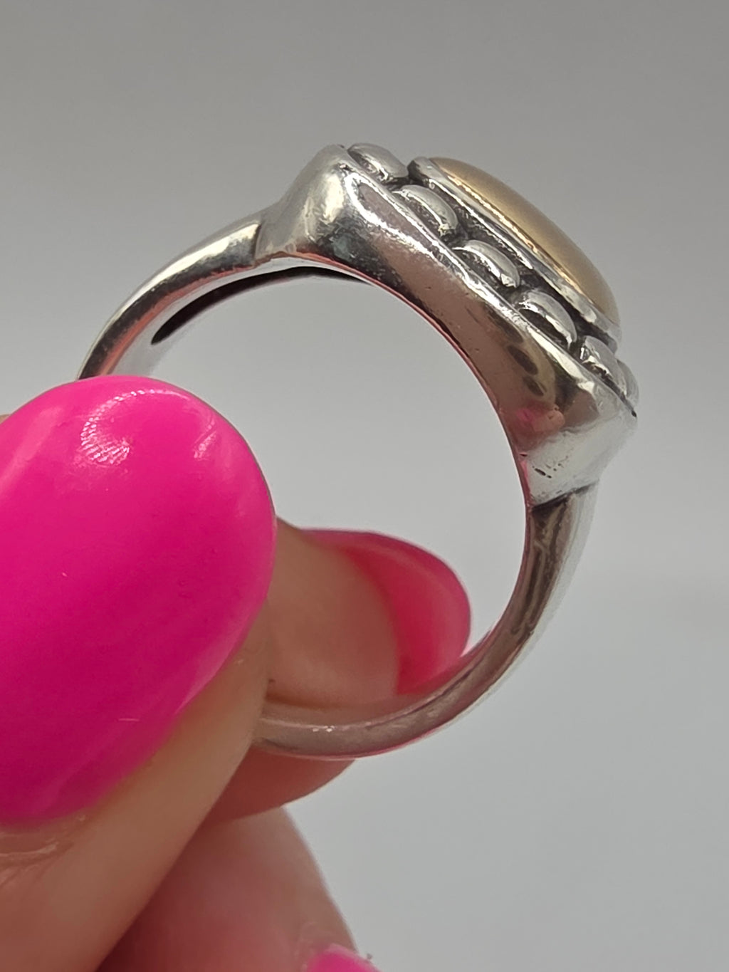 James Avery Beaded Dome Ring in Sterling Silver & 14K Gold - RETIRED - Size 6.5