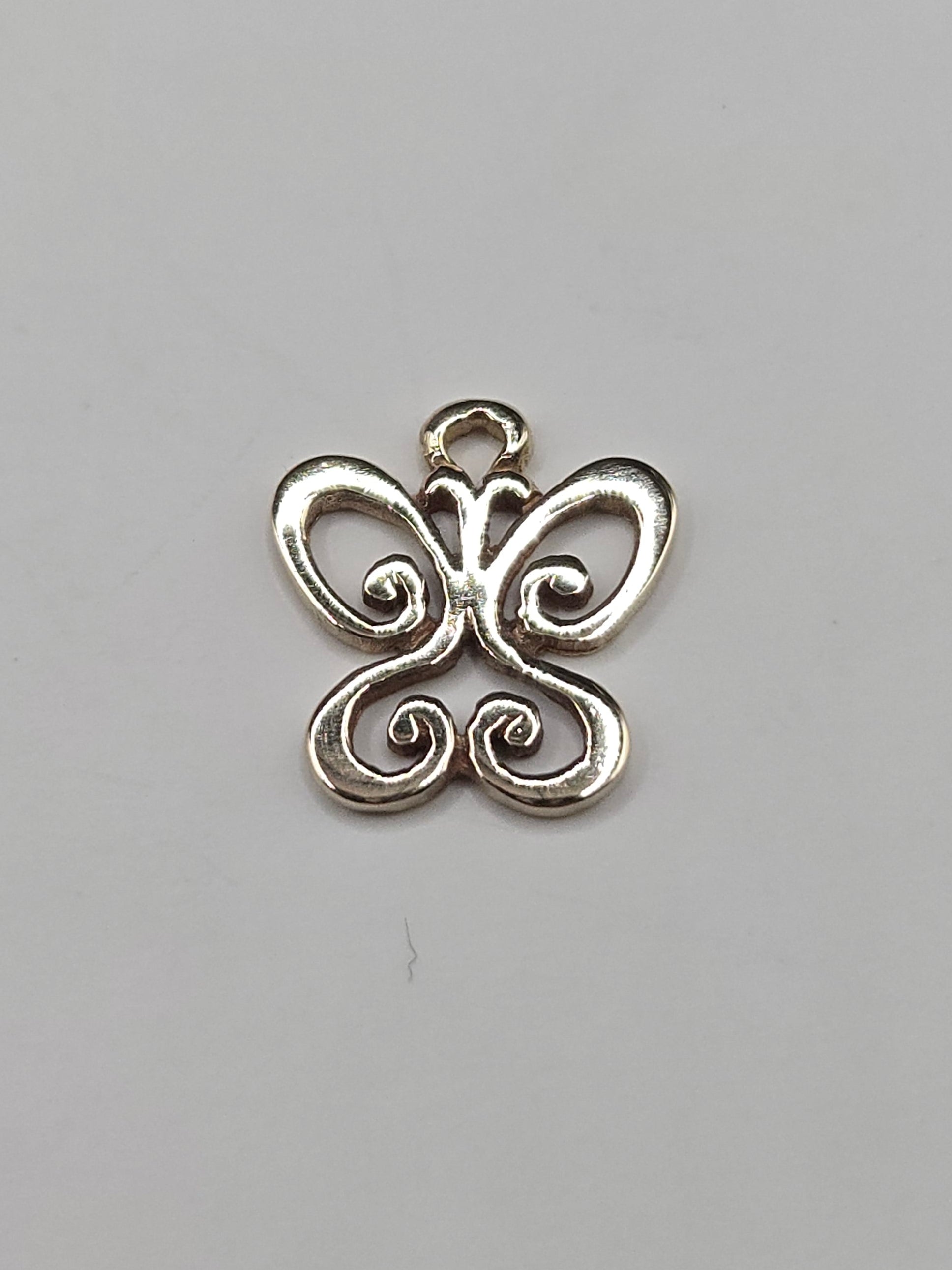 James Avery Solid 14K Yellow Gold Open Scroll Spring Butterfly Charm Pendant