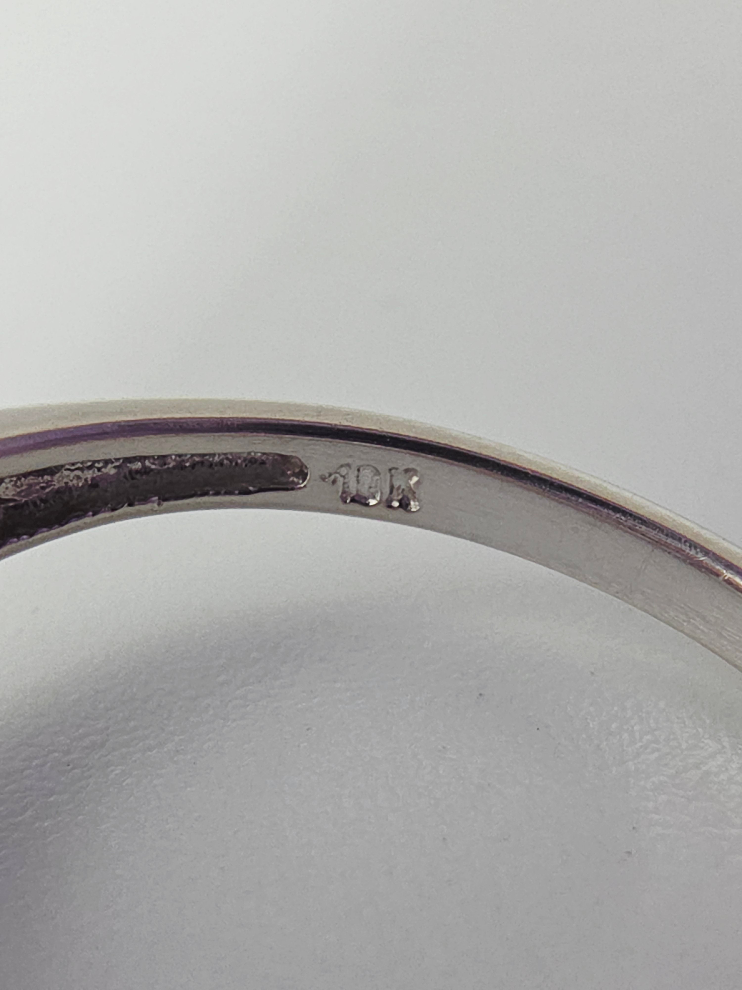 Solid 10K White Gold Ring with Purple & Pink Topaz and Diamonds – Size 6.75